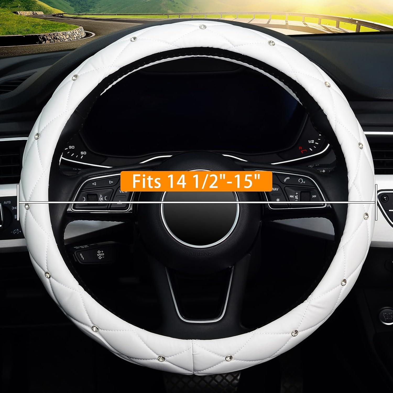 Cubierta de Volante KAFEEK KF10360-ZD Cuero Blanco 37-39 cm