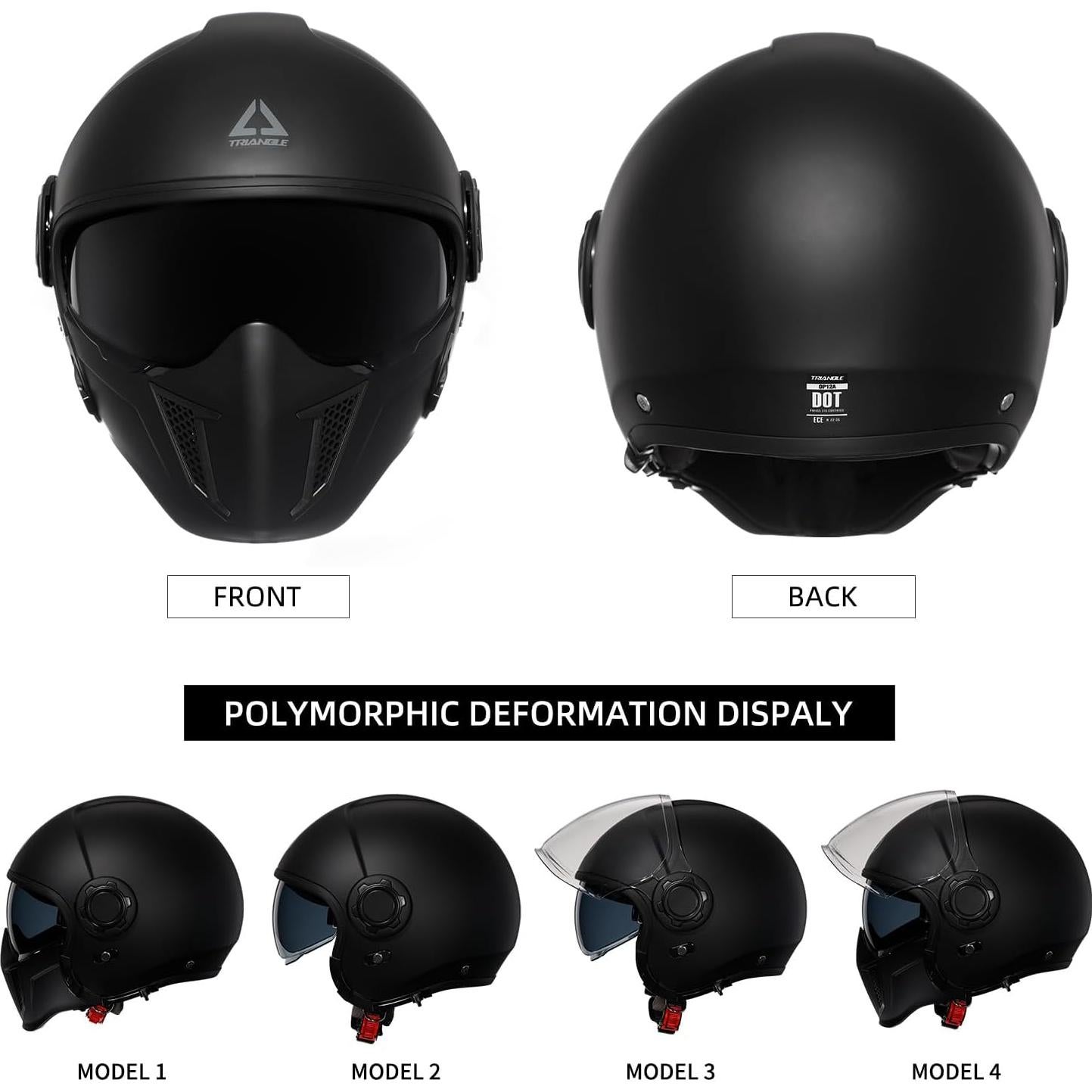 Casco de Motocicleta TRIANGLE Full Face Negro T. Grande