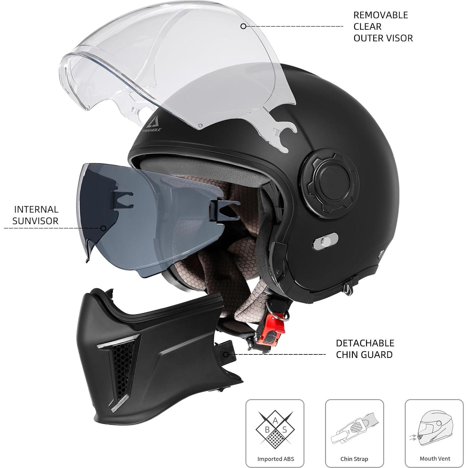 Casco de Motocicleta TRIANGLE Full Face Negro T. Grande