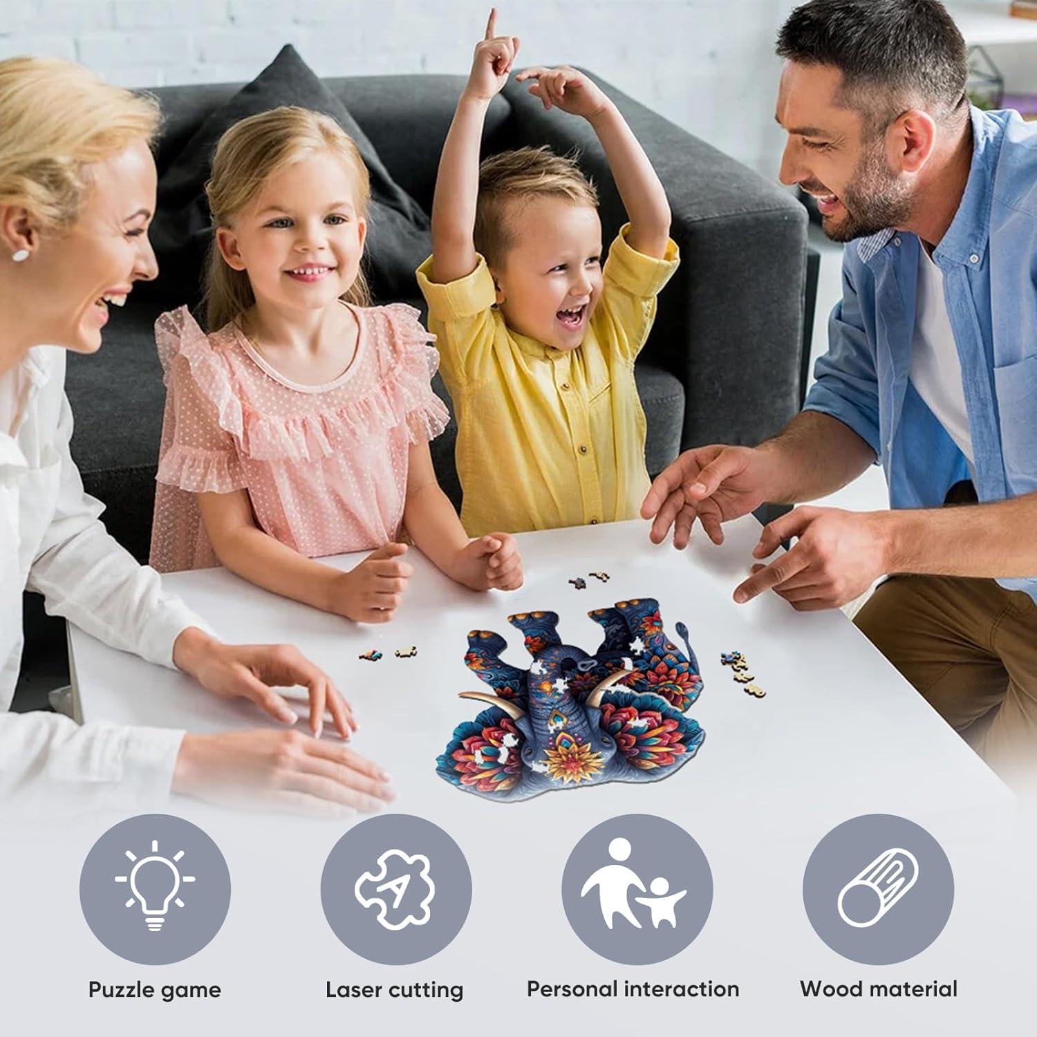 Rompecabezas de Madera Elefante 200 Piezas 28.4x28.4 cm