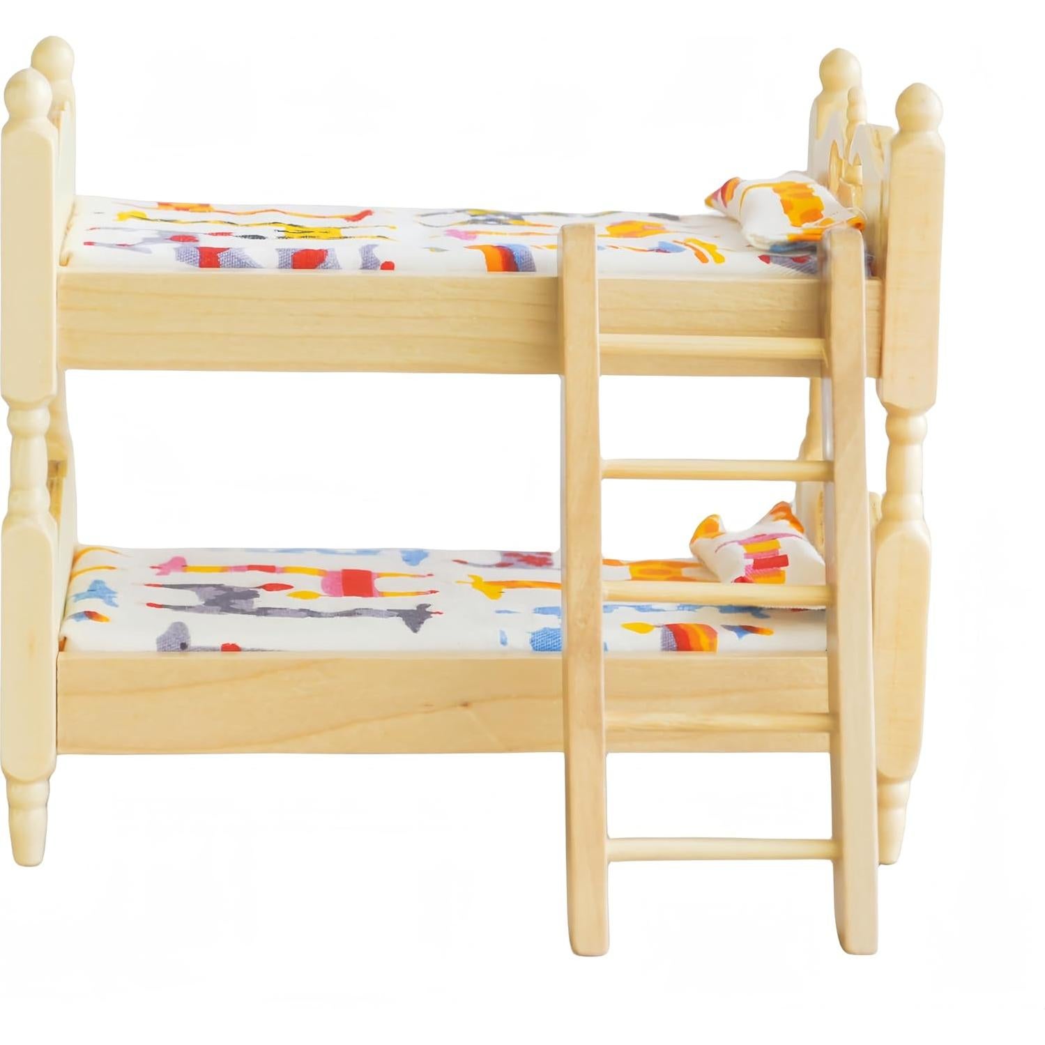 Cama Litera Miniatura de Madera Birostiana para Casa de Muñecas