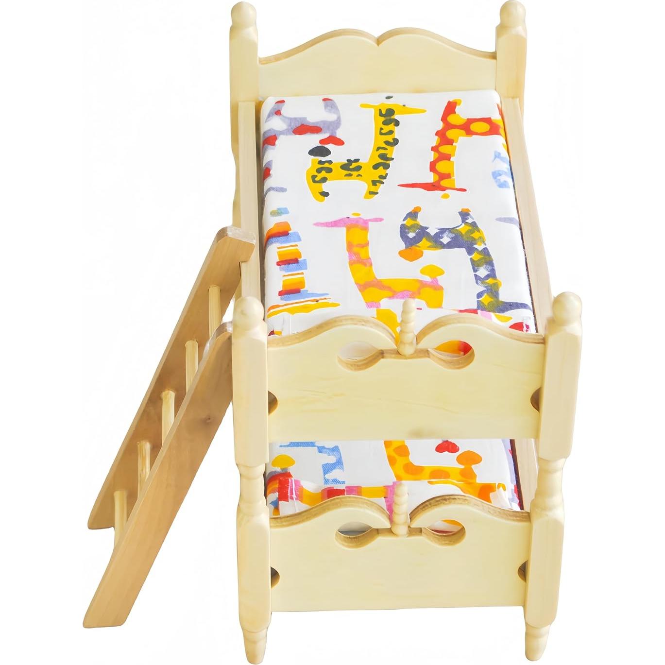 Cama Litera Miniatura de Madera Birostiana para Casa de Muñecas
