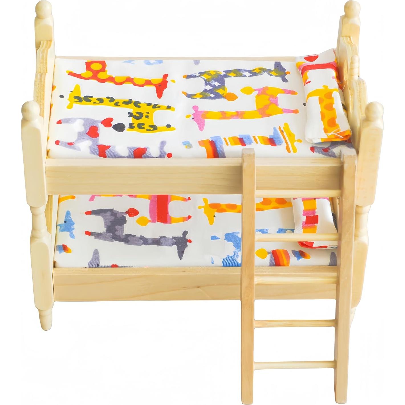 Cama Litera Miniatura de Madera Birostiana para Casa de Muñecas