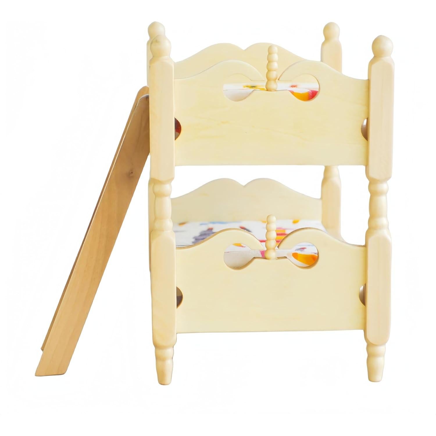 Cama Litera Miniatura de Madera Birostiana para Casa de Muñecas