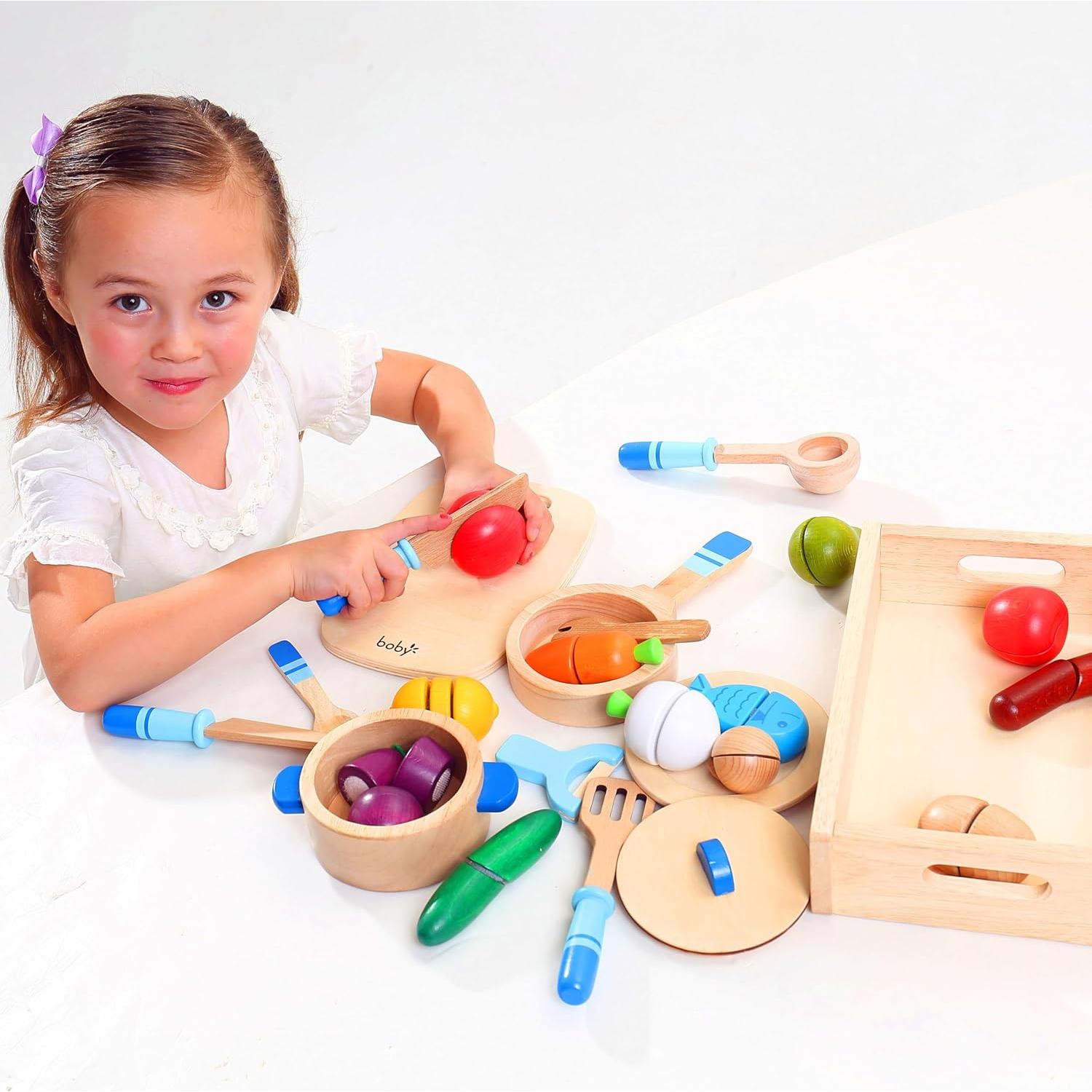 Conjunto de Comida de Madera Dailyfunn para Cocina Infantil
