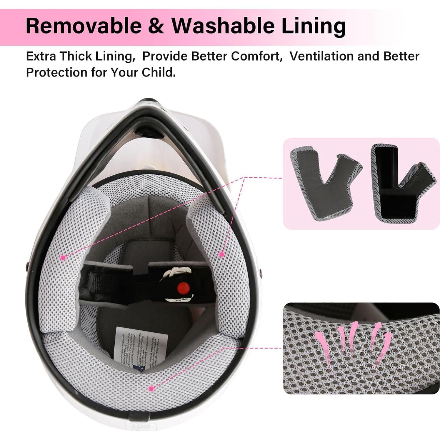 Casco Integral TCT-MOTORPARTS Niños ATV Rosa Mediano