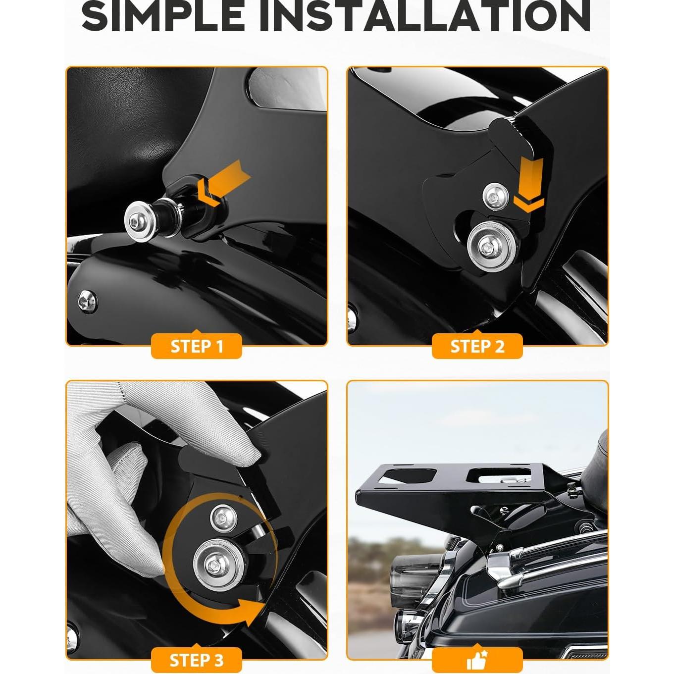 Soporte de Equipaje Desmontable PBYMT Negro para Harley 2014-2025