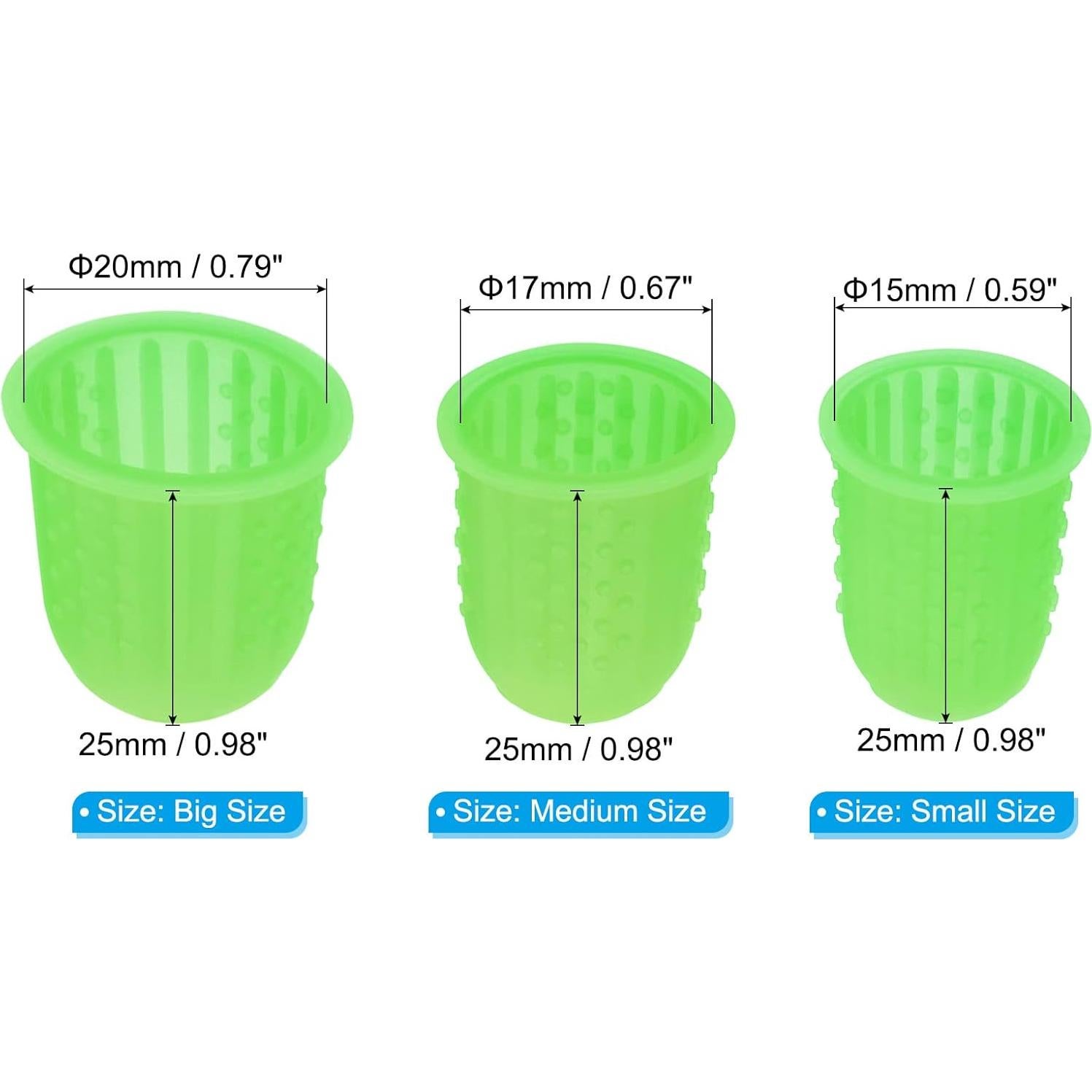 Puntas de Dedo de Silicona PATIKIL - Paquete de 15 Verde 3 Tamaños