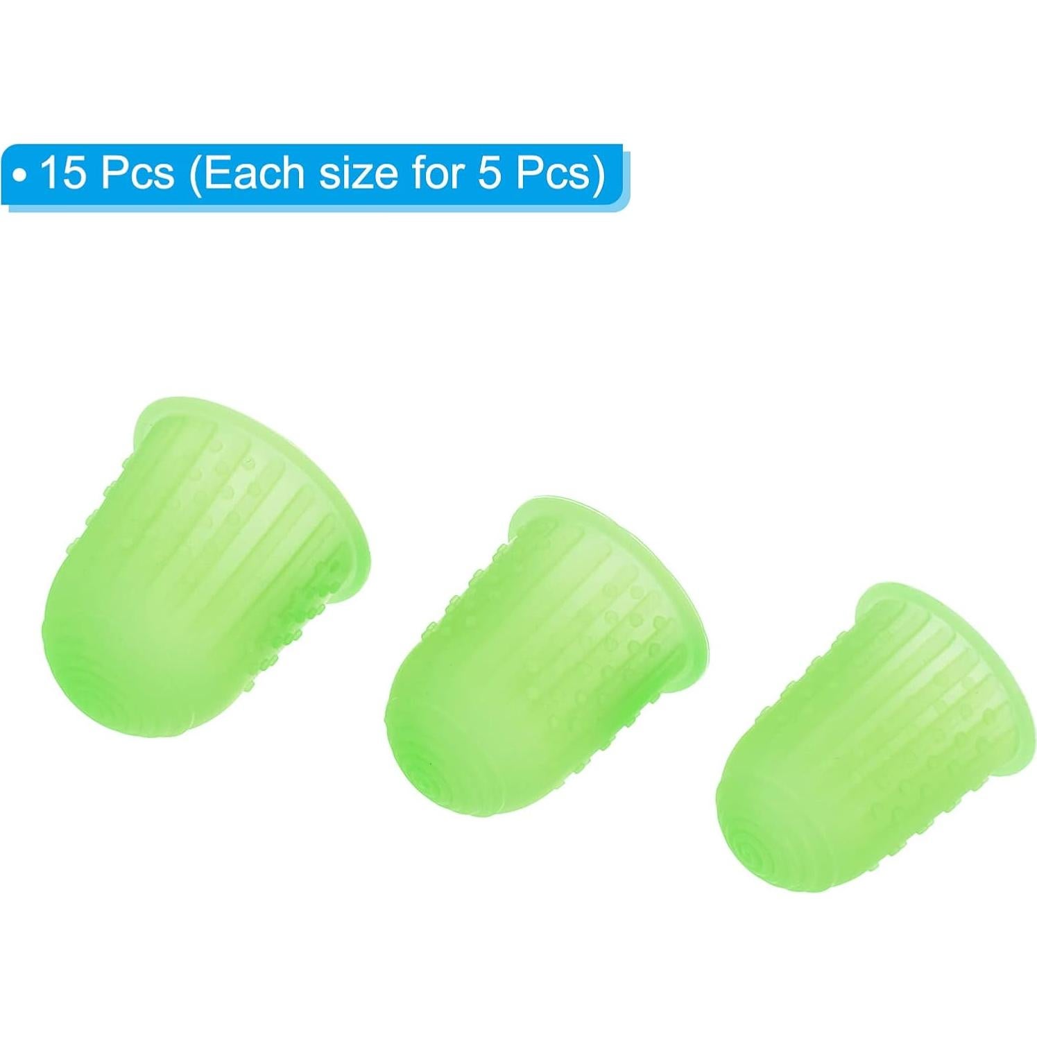 Puntas de Dedo de Silicona PATIKIL - Paquete de 15 Verde 3 Tamaños