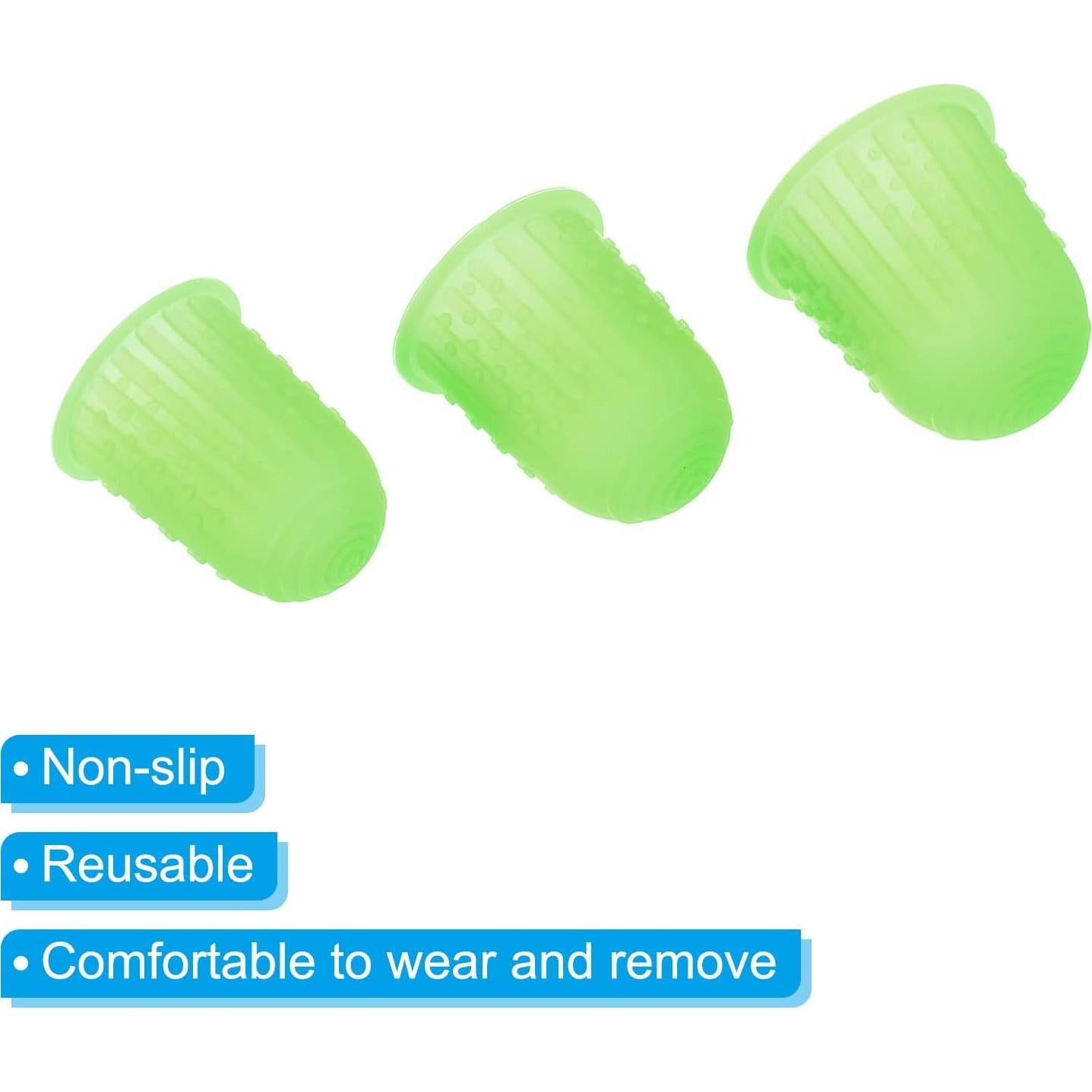 Puntas de Dedo de Silicona PATIKIL - Paquete de 15 Verde 3 Tamaños