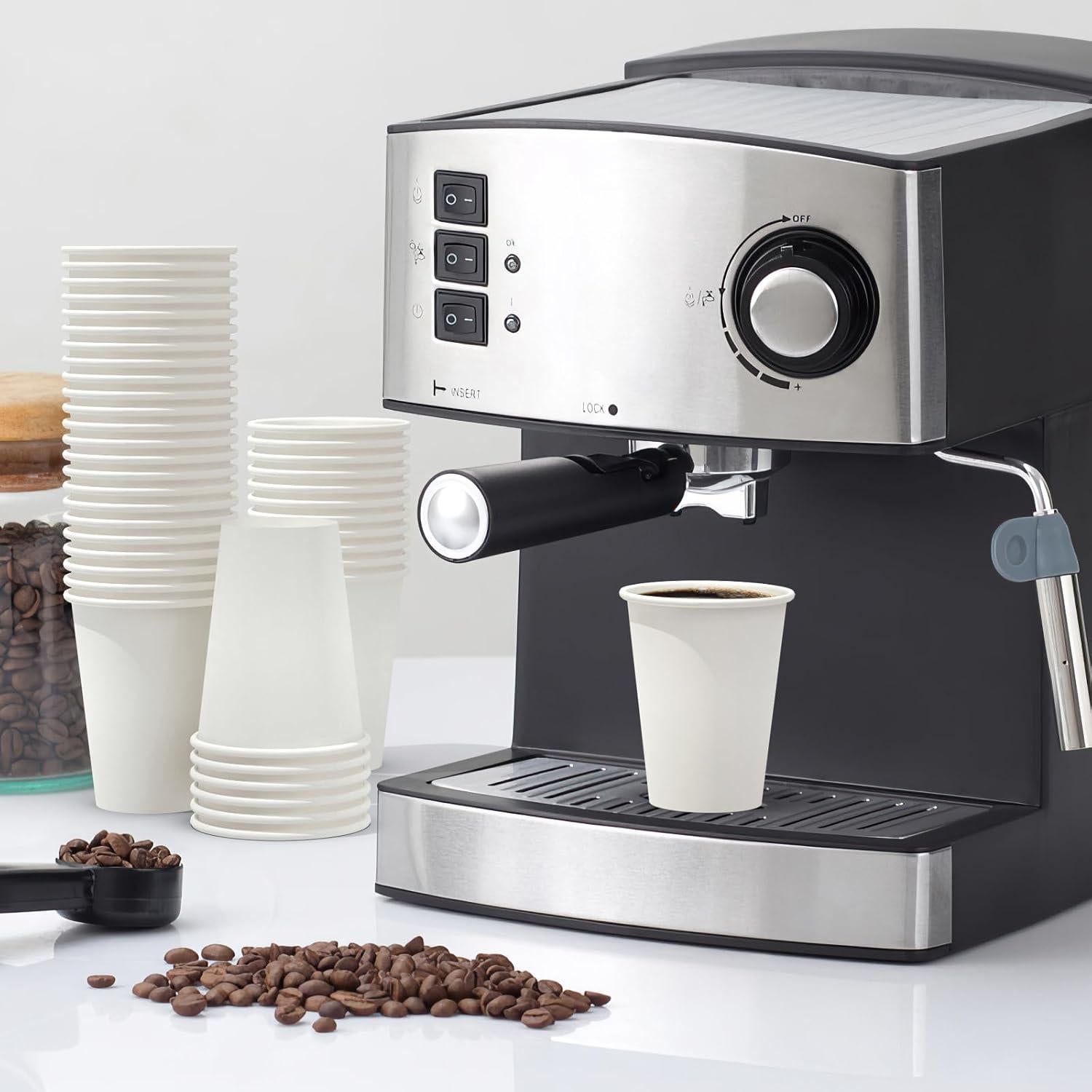 100 Tazas de Papel Desechables 12 oz Dealusy - A Prueba de Fugas