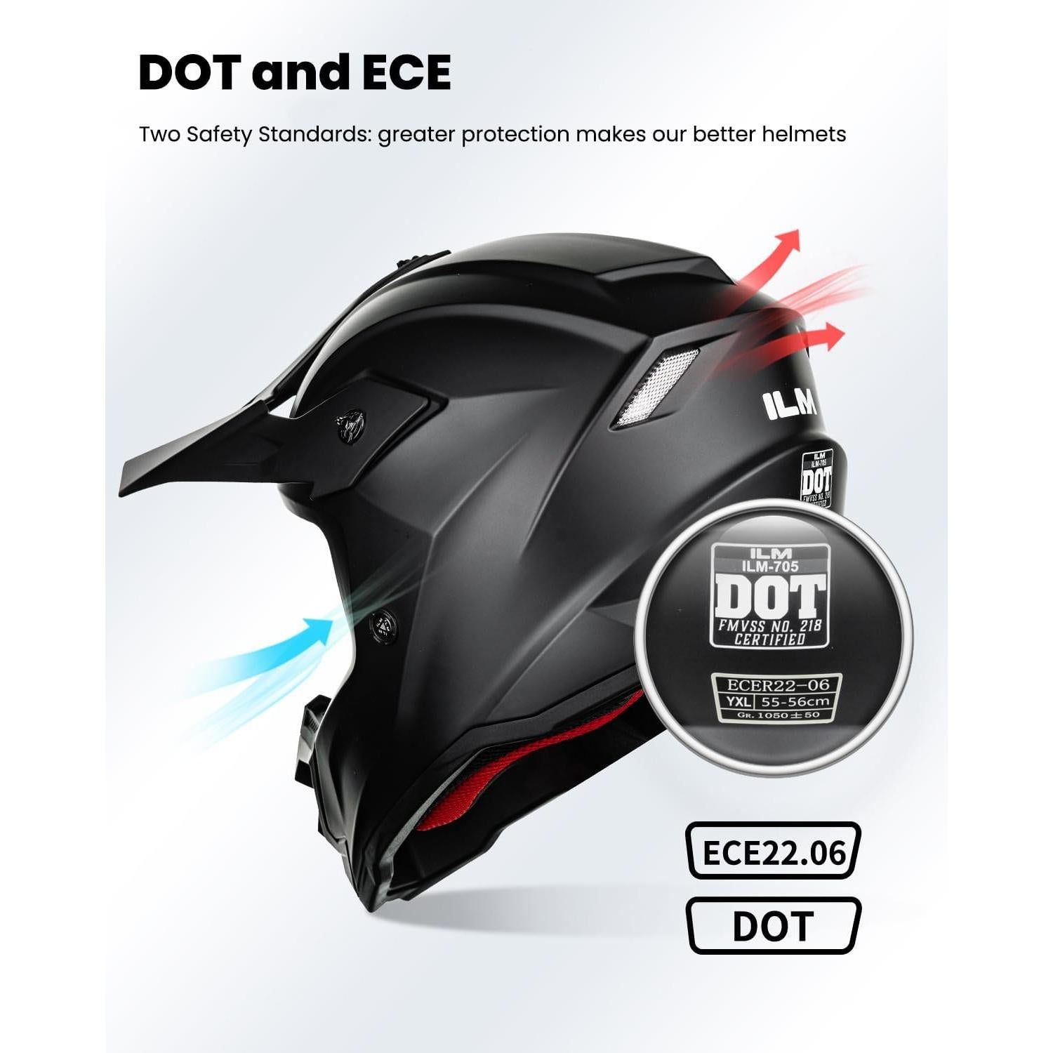 Casco ILM Z705 para Niños Off Road Negro Mate M