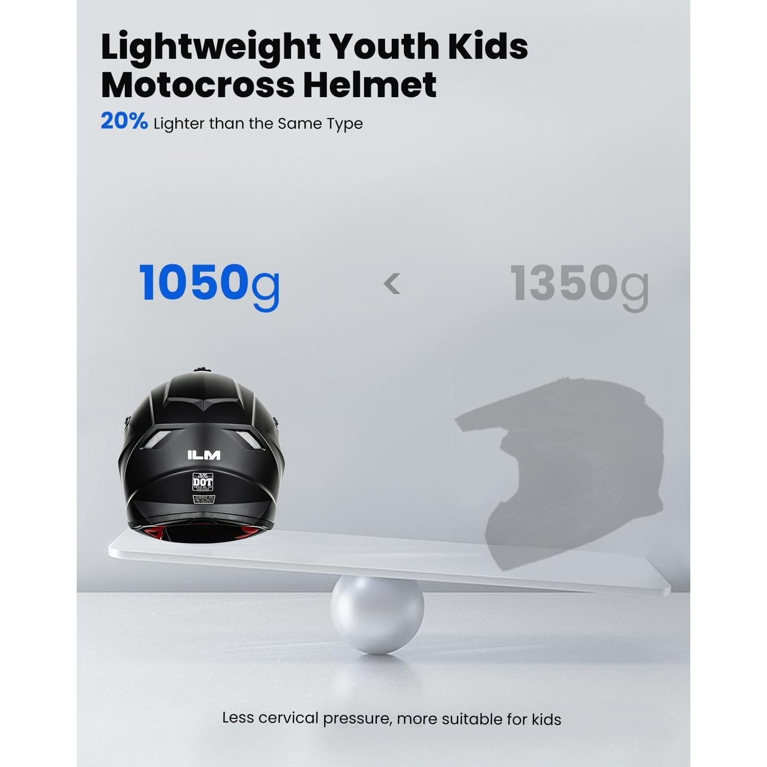 Casco ILM Z705 para Niños Off Road Negro Mate M