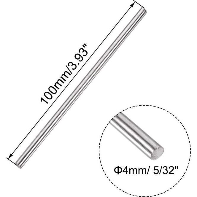 Barra Redonda Sólida de Acero Inoxidable 304 Uxcell 4mm x 100mm - 2pcs