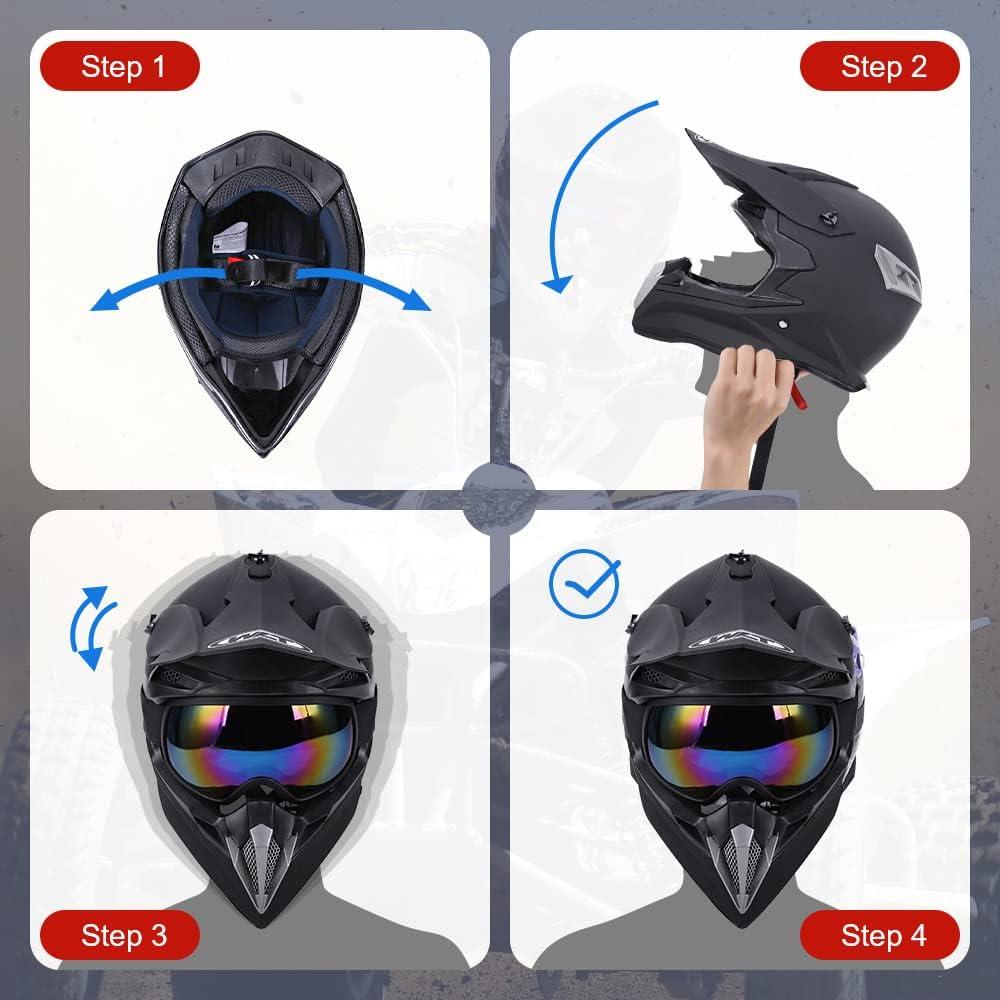 Casco de Motocross OUMURS D001TY02811ZB con Gafas y Guantes