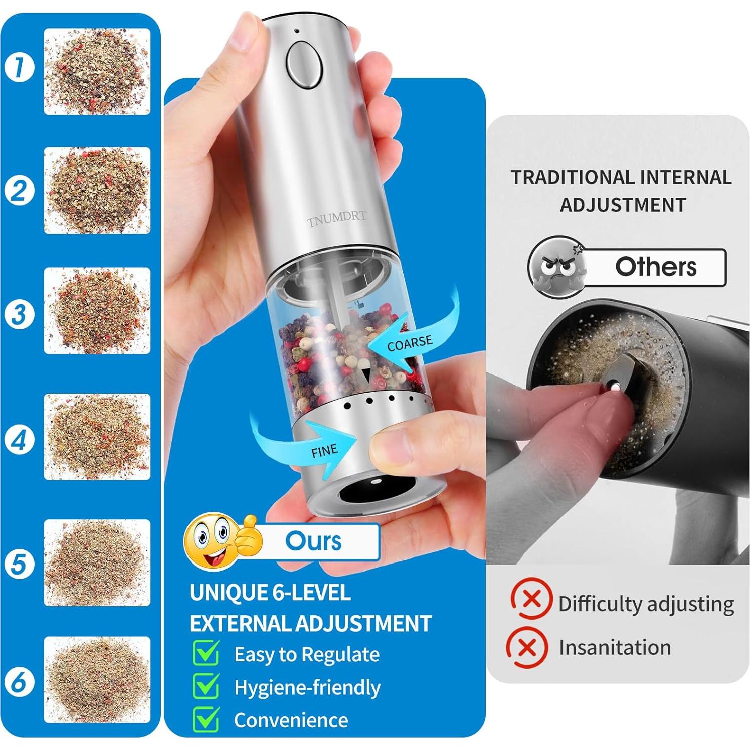 Juego de Molinillos Eléctricos de Sal y Pimienta TNUMDRT 90g