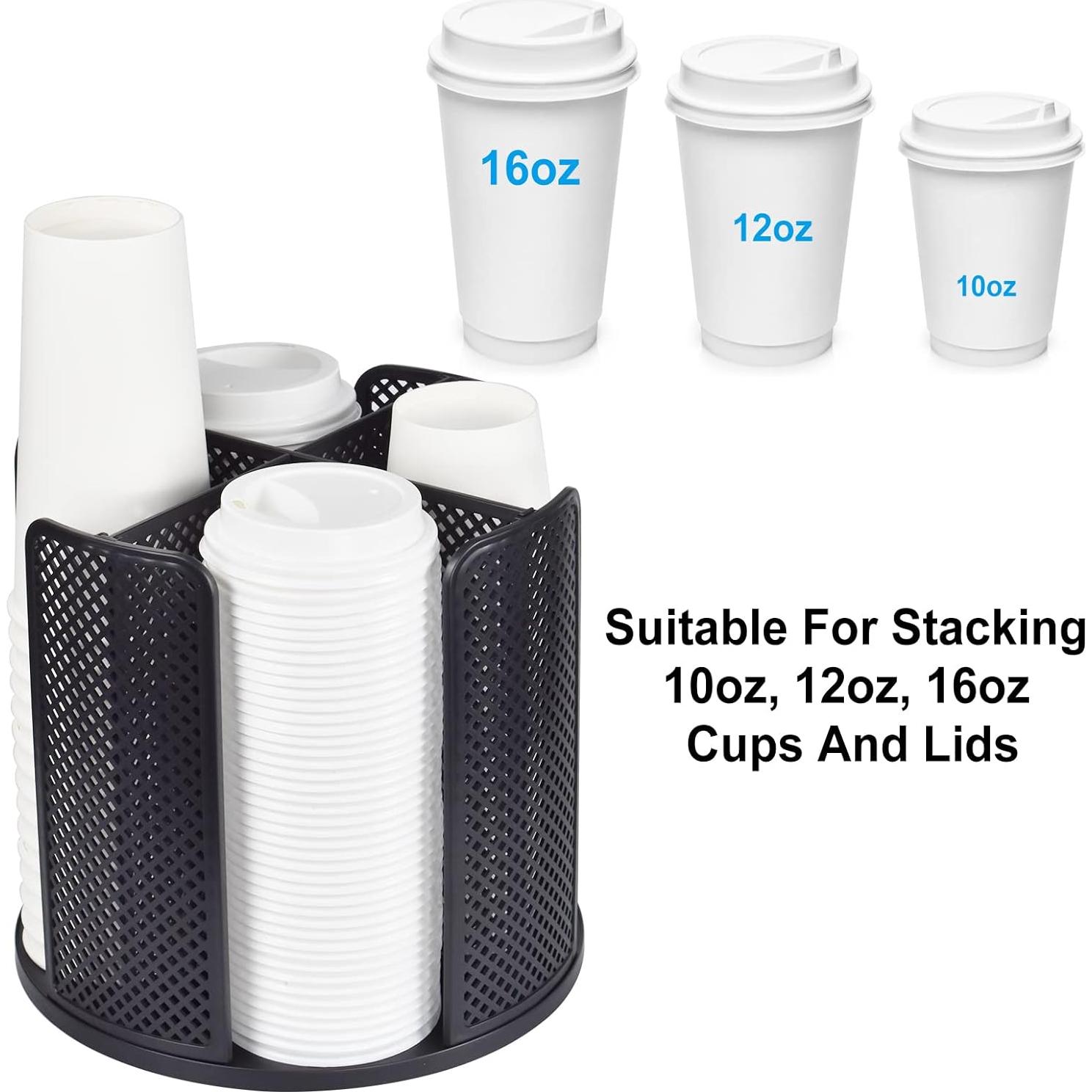 Dispensador de Tazas Samhe 4 Compartimentos 360° Negro