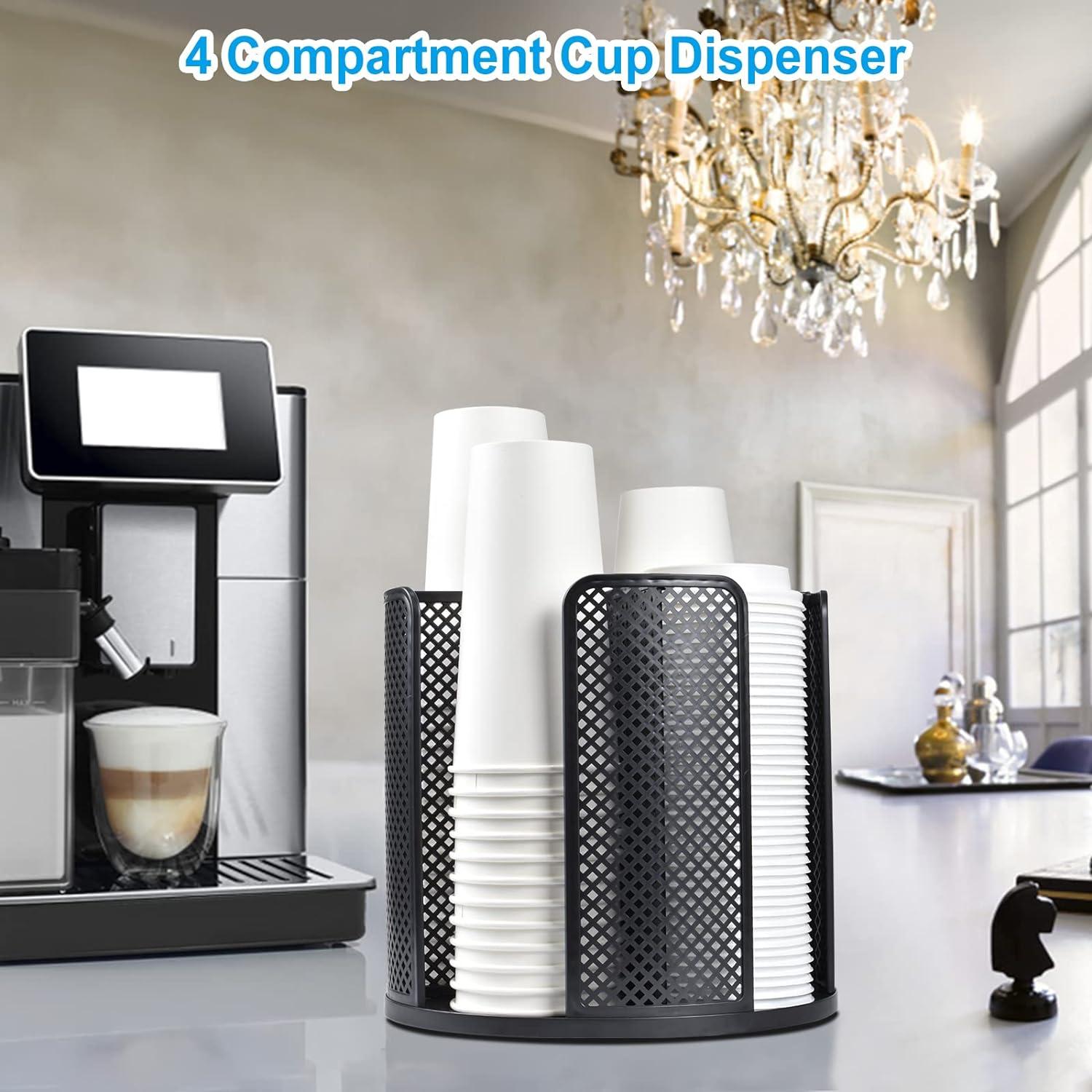 Dispensador de Tazas Samhe 4 Compartimentos 360° Negro