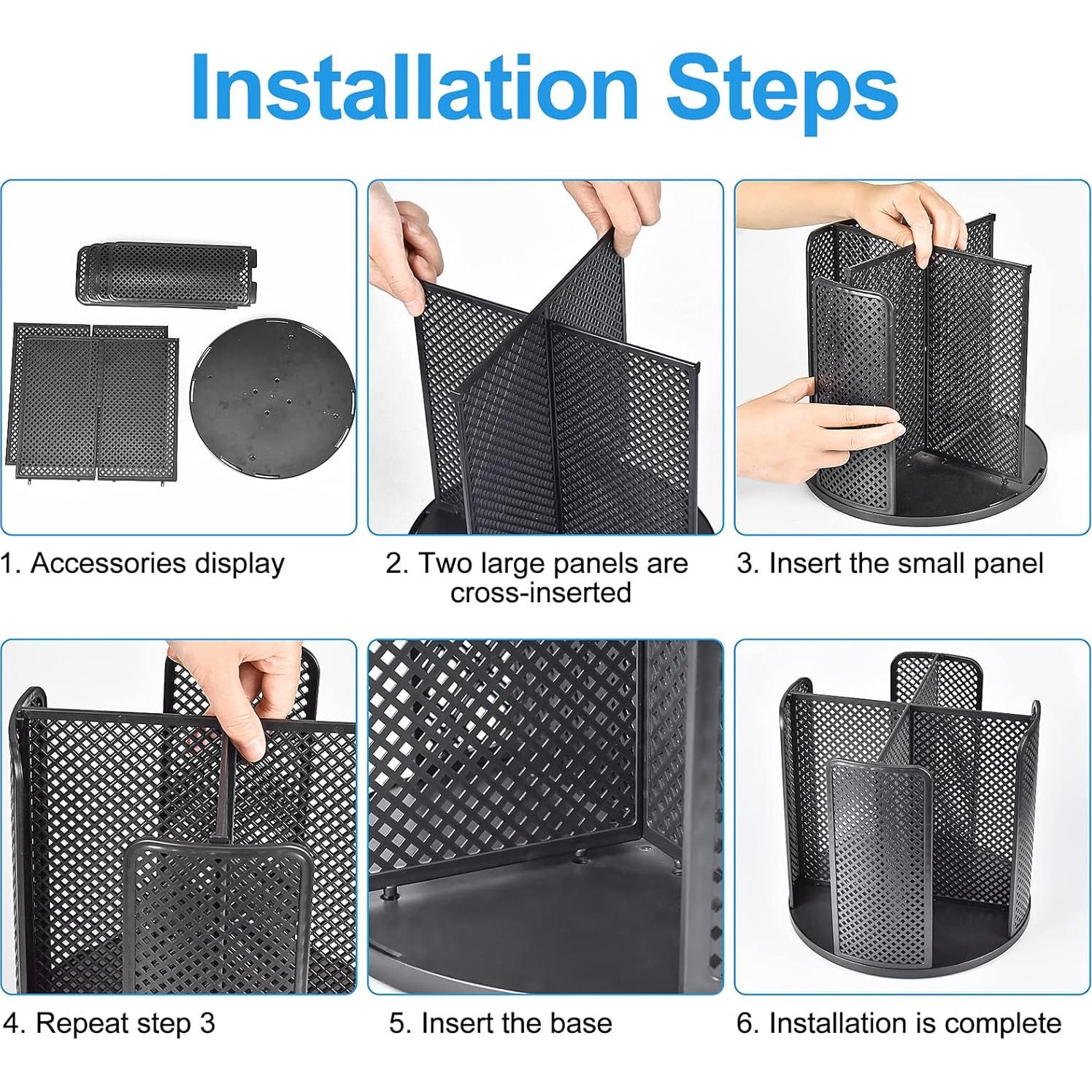 Dispensador de Tazas Samhe 4 Compartimentos 360° Negro