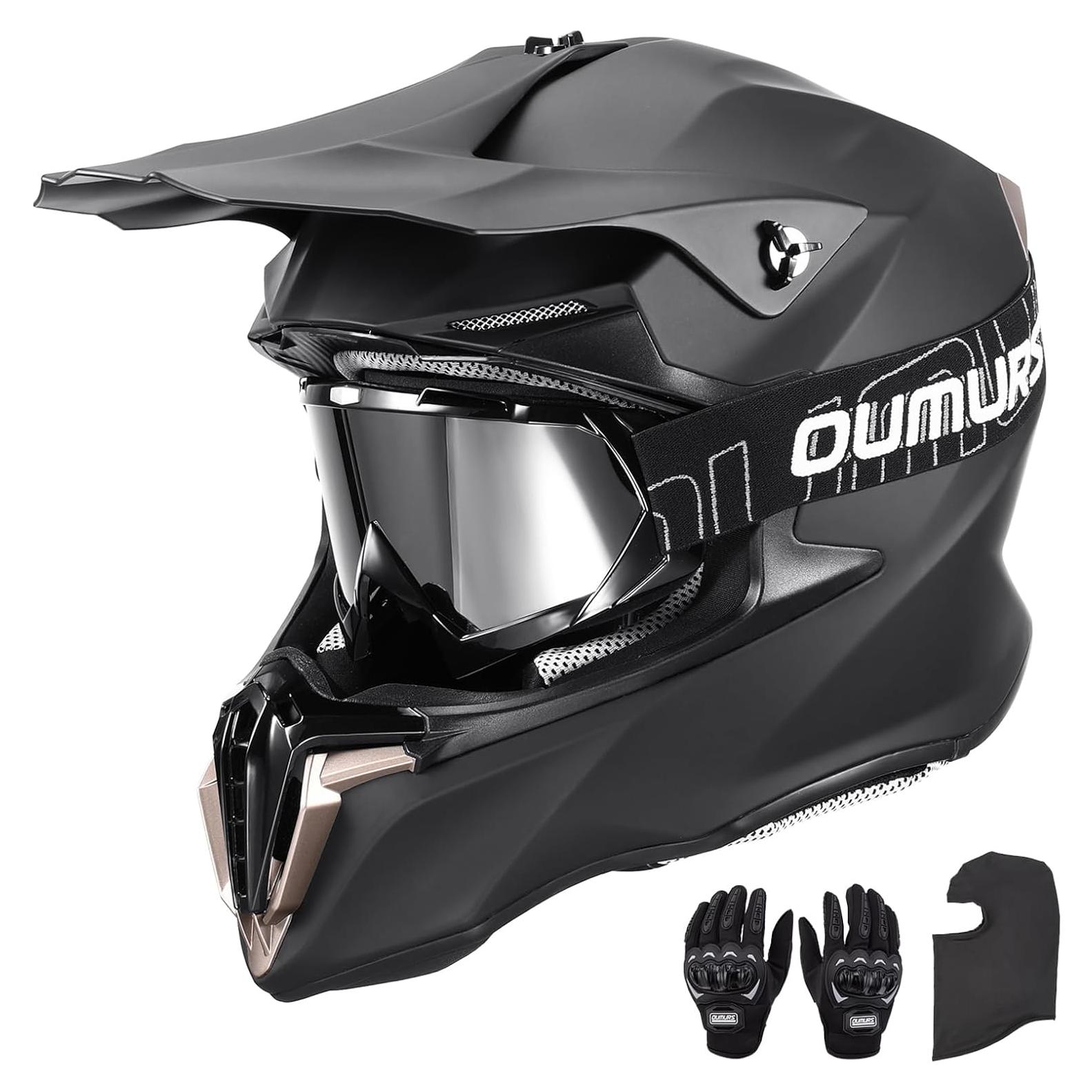 Adult ATV Dirt Bike Helmet with Goggles Gloves & Mask Adjustable Sun Visor Motorcycle Adult Helmet Off-Road Motocross Downhill Moped MX for Unisex-Adult