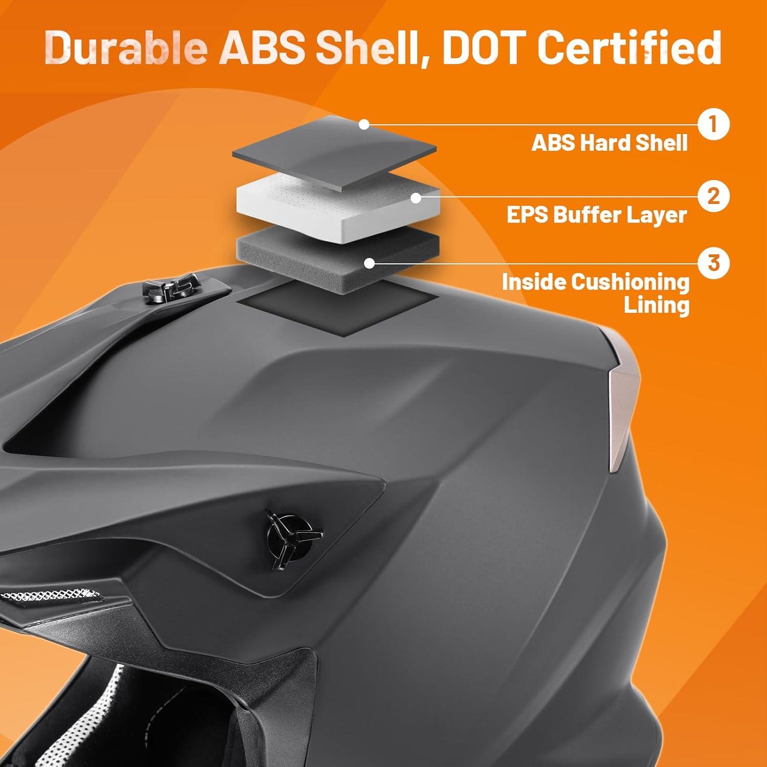 Adult ATV Dirt Bike Helmet with Goggles Gloves & Mask Adjustable Sun Visor Motorcycle Adult Helmet Off-Road Motocross Downhill Moped MX for Unisex-Adult