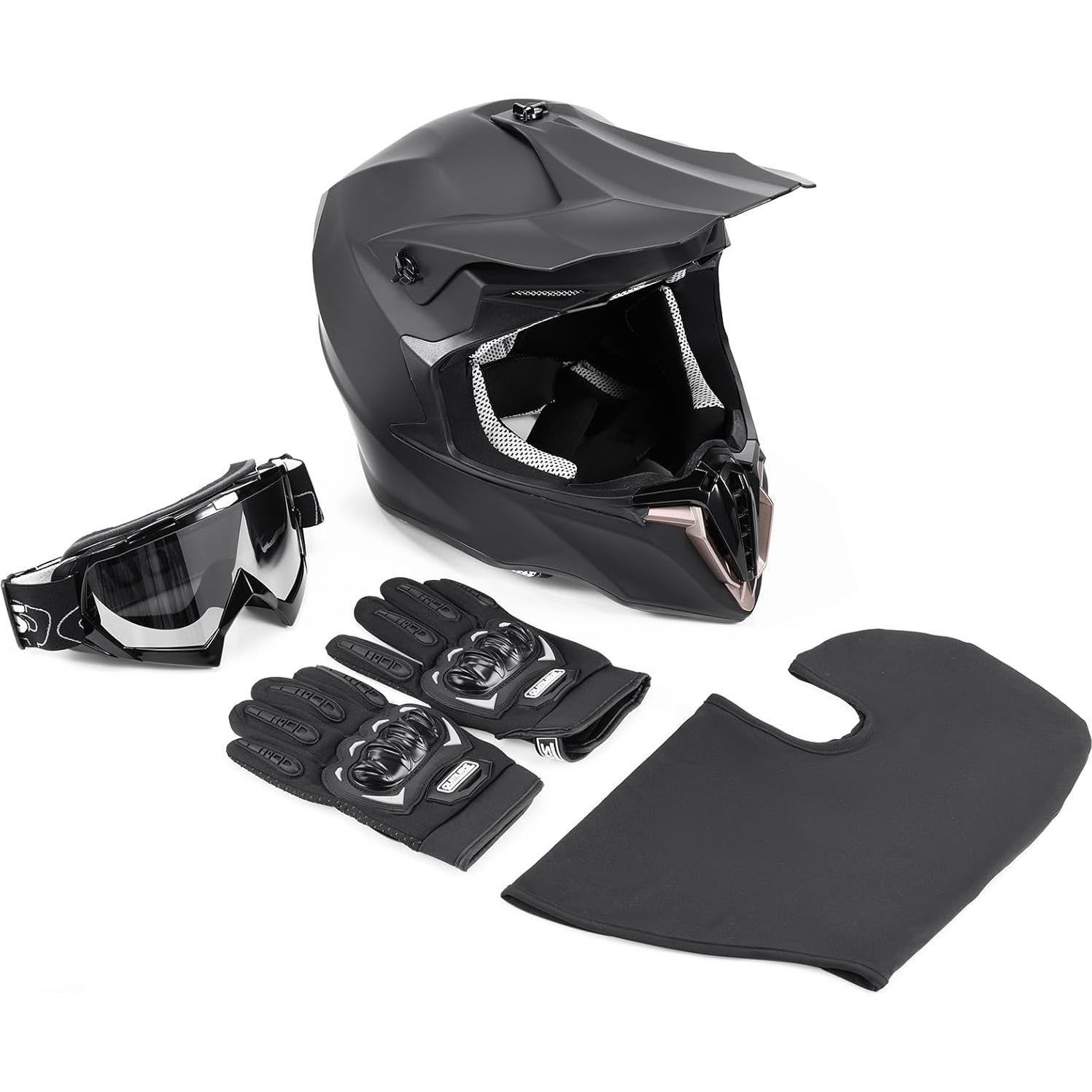 Adult ATV Dirt Bike Helmet with Goggles Gloves & Mask Adjustable Sun Visor Motorcycle Adult Helmet Off-Road Motocross Downhill Moped MX for Unisex-Adult