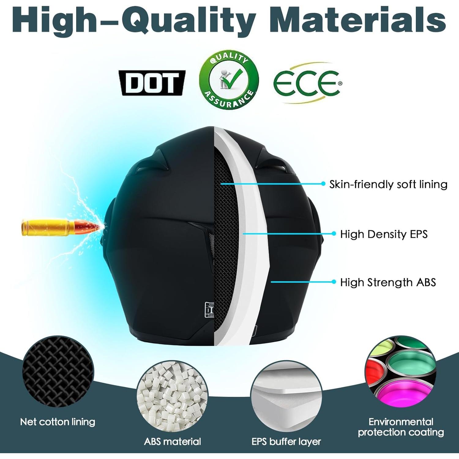 Casco Modular Bluetooth Qngjizhue Mediano Negro Claro