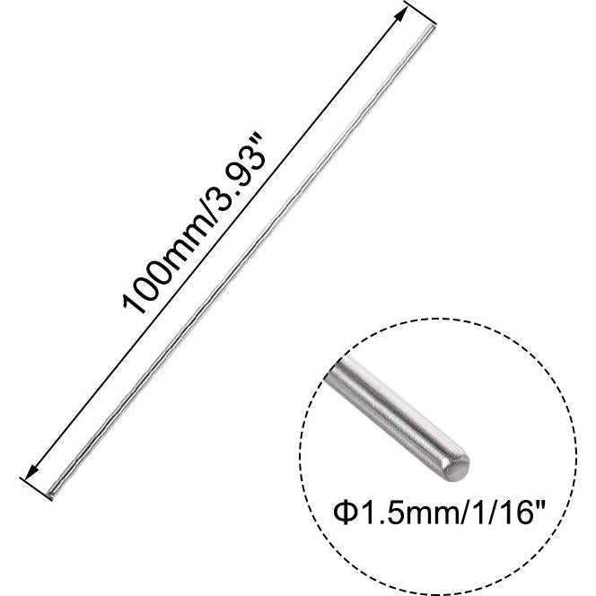 Varilla Redonda Sólida de Acero Inoxidable 304 Uxcell 1.5mm 10pcs