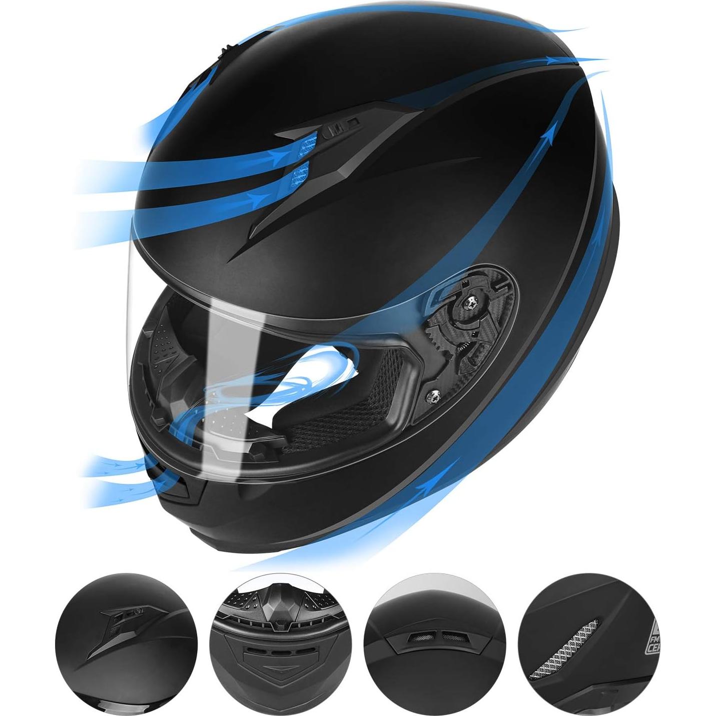 Casco Moto GLX GX11 Negro Mate Pequeño Visor Tintado
