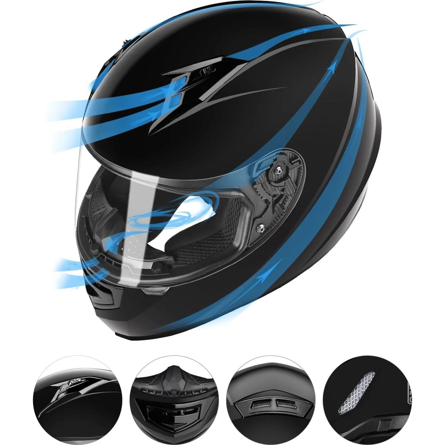 Casco Motocicleta GLX GX11 Negro Grande Integral DOT