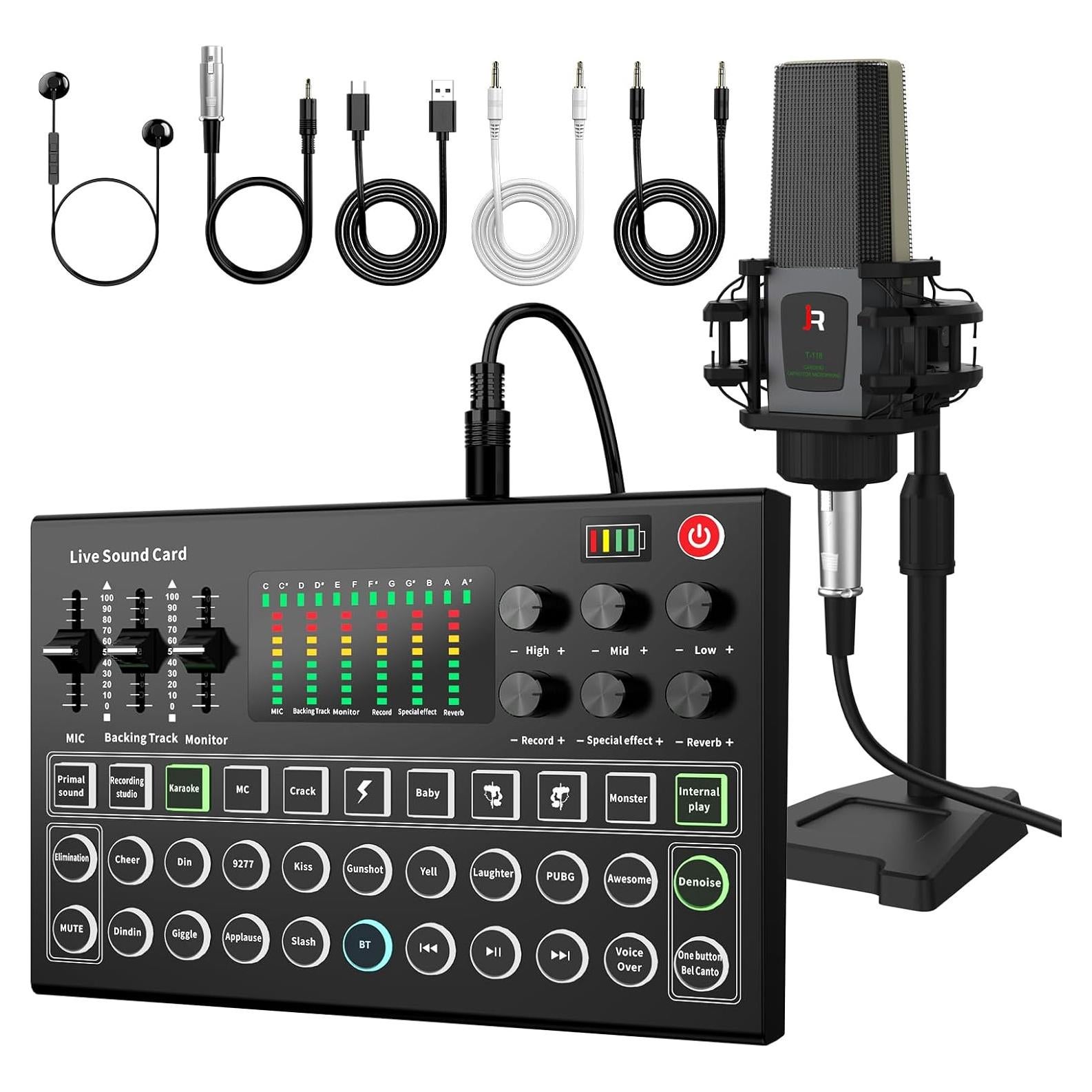 Mezclador de Audio RHM M9+T18 con Micrófono y Soporte