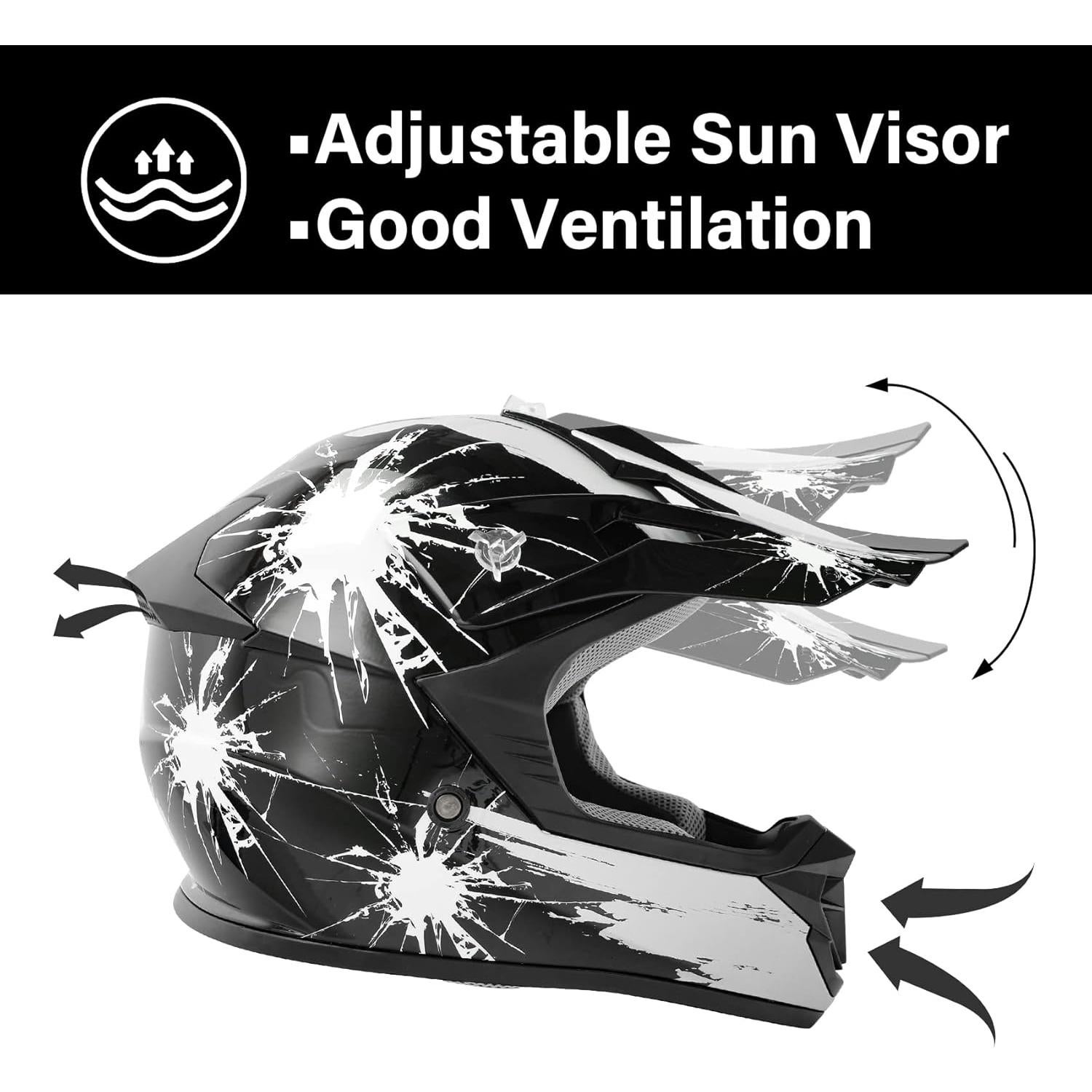 Casco de Motocross XFMT para Niños Mediano Negro/Blanco