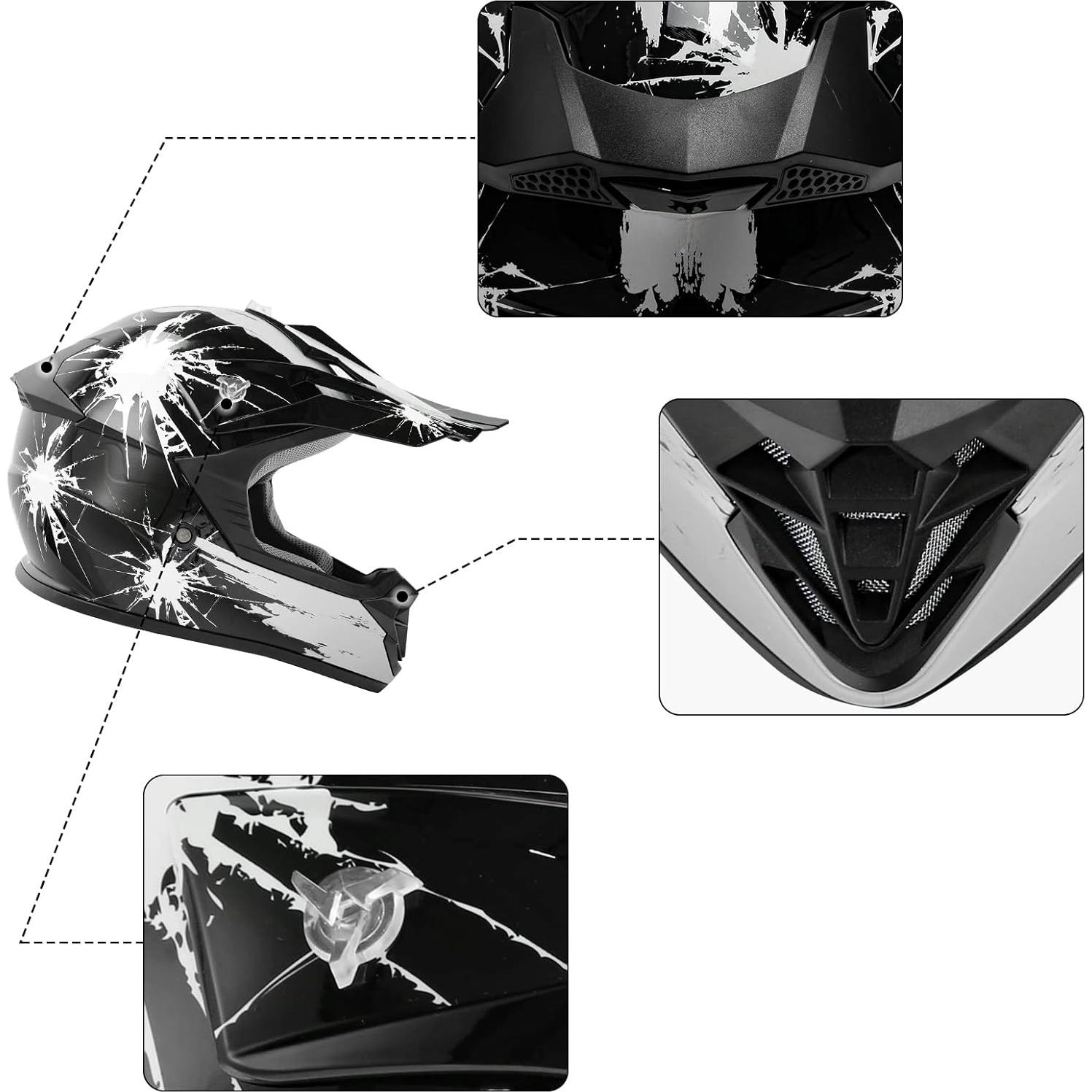 Casco de Motocross XFMT para Niños Mediano Negro/Blanco