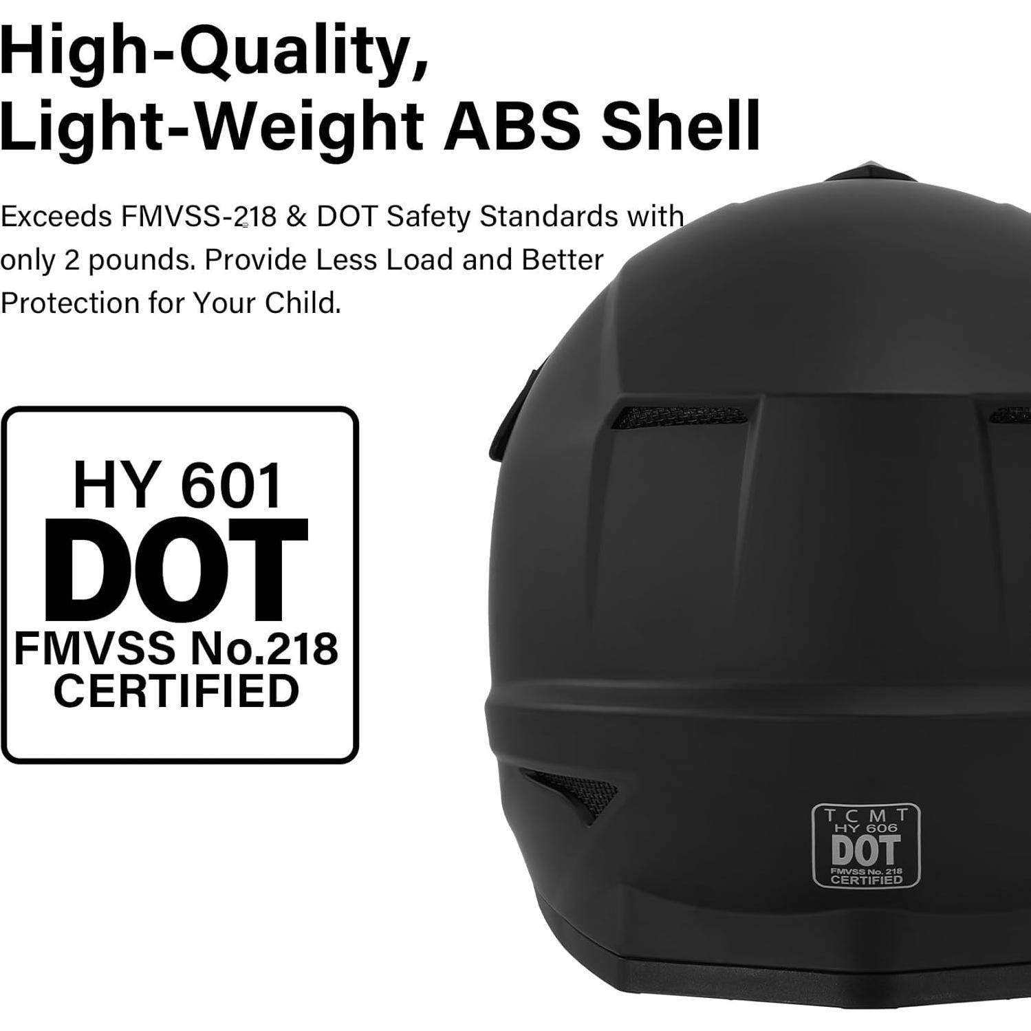 Casco de Motocross XFMT XF-274 para Niños Mediano Negro