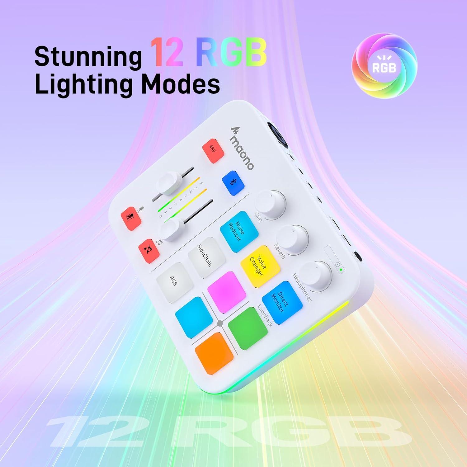 Mezclador de Audio Gaming MAONO G1 NEO RGB Bluetooth 48V