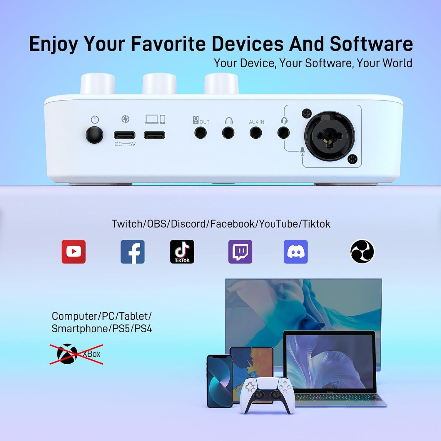 Mezclador de Audio Gaming MAONO G1 NEO RGB Bluetooth 48V