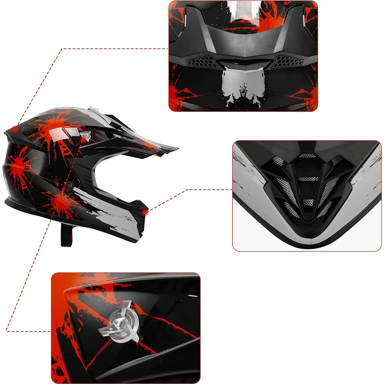 Casco XFMT Mediano Negro Rojo para Motocross y ATV