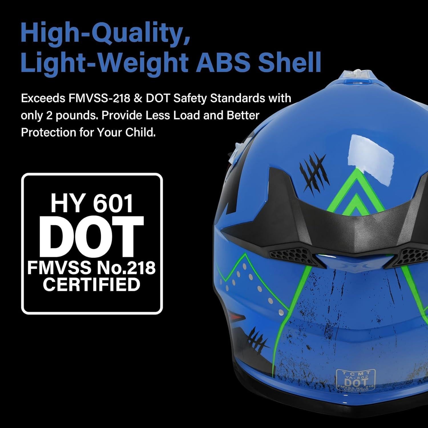 Casco XFMT Motocross Tiburón Azul para Niños S/M/L/XL