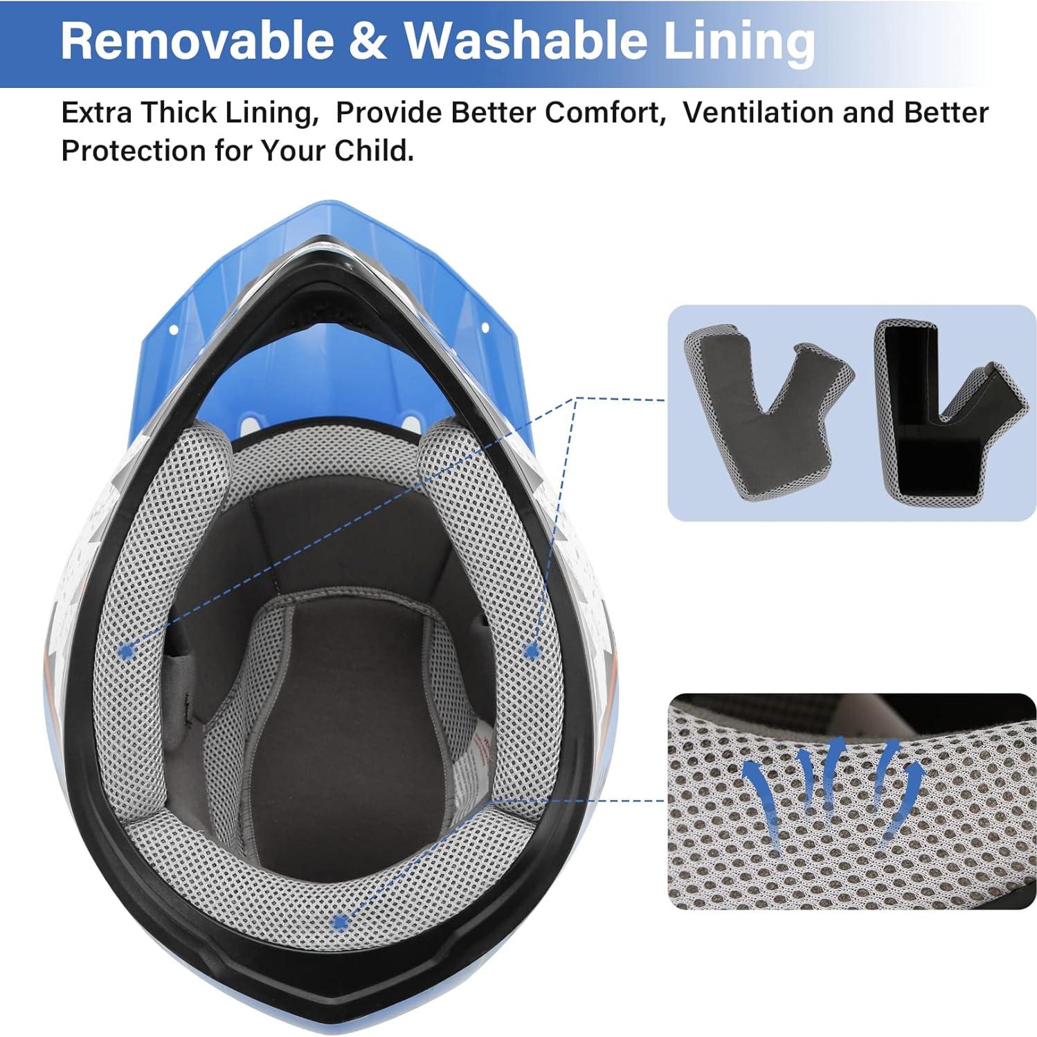 Casco XFMT Motocross Tiburón Azul para Niños S/M/L/XL