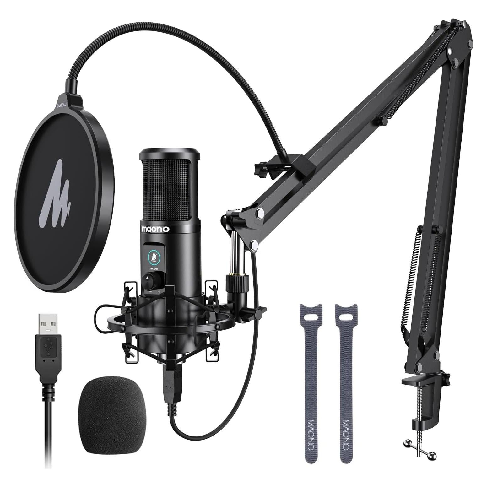 Micrófono USB MAONO AU-PM421 con Soporte y Ganancia