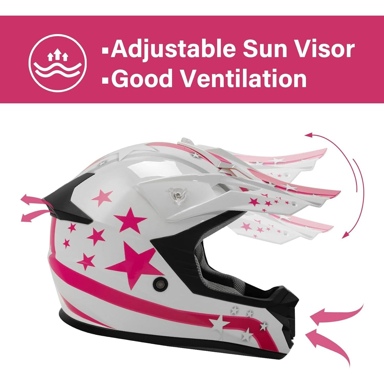 Casco Motocross Infantil XFMT Estrella Rosa