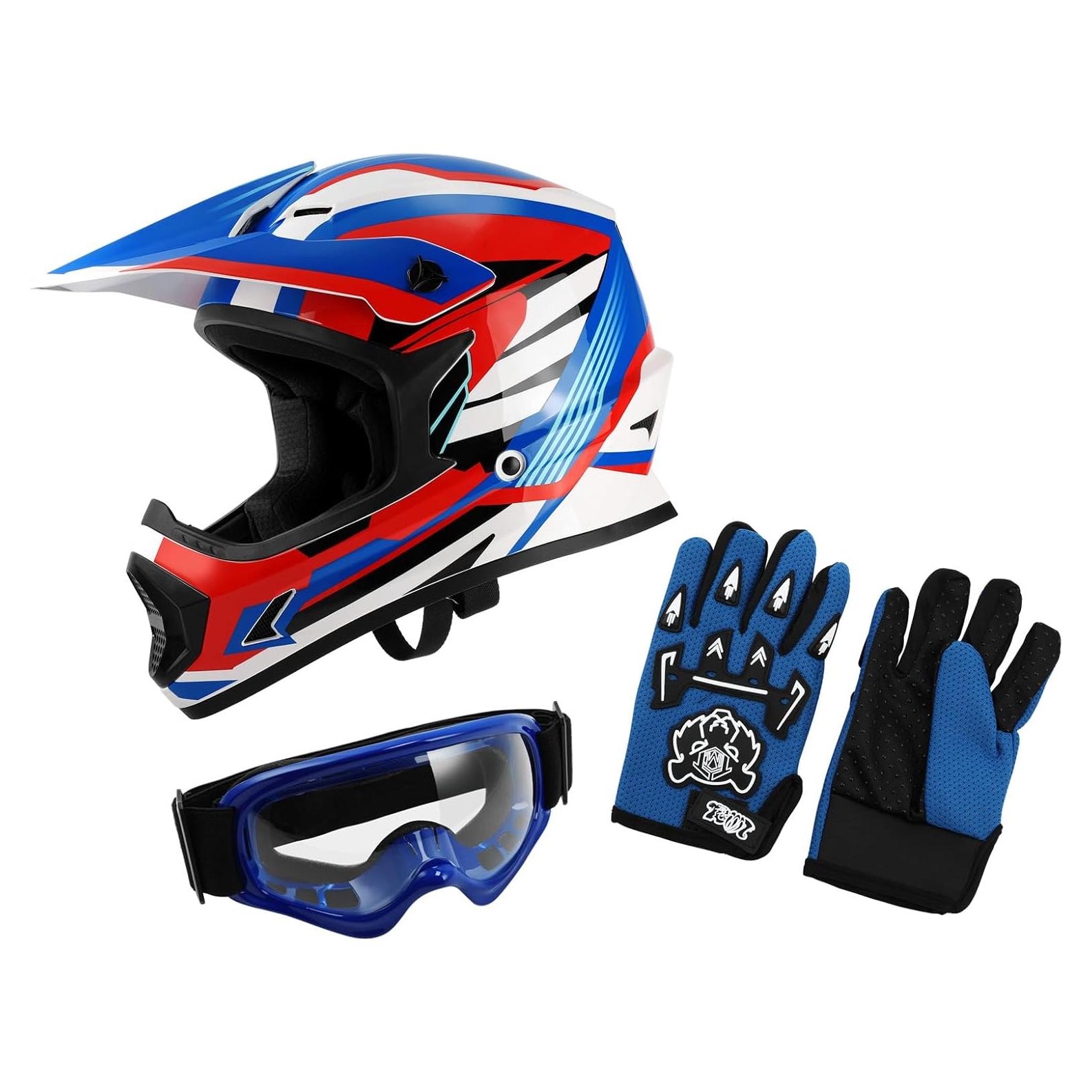 Casco Motocross XFMT XF-273 Niños X-Large Rojo Azul Blanco