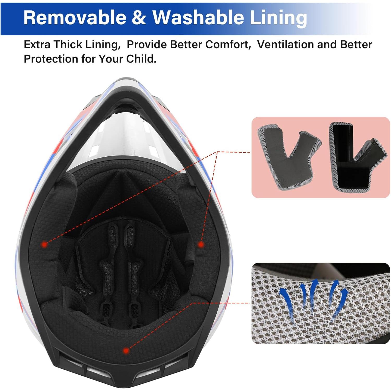 Casco Motocross XFMT XF-273 Niños X-Large Rojo Azul Blanco