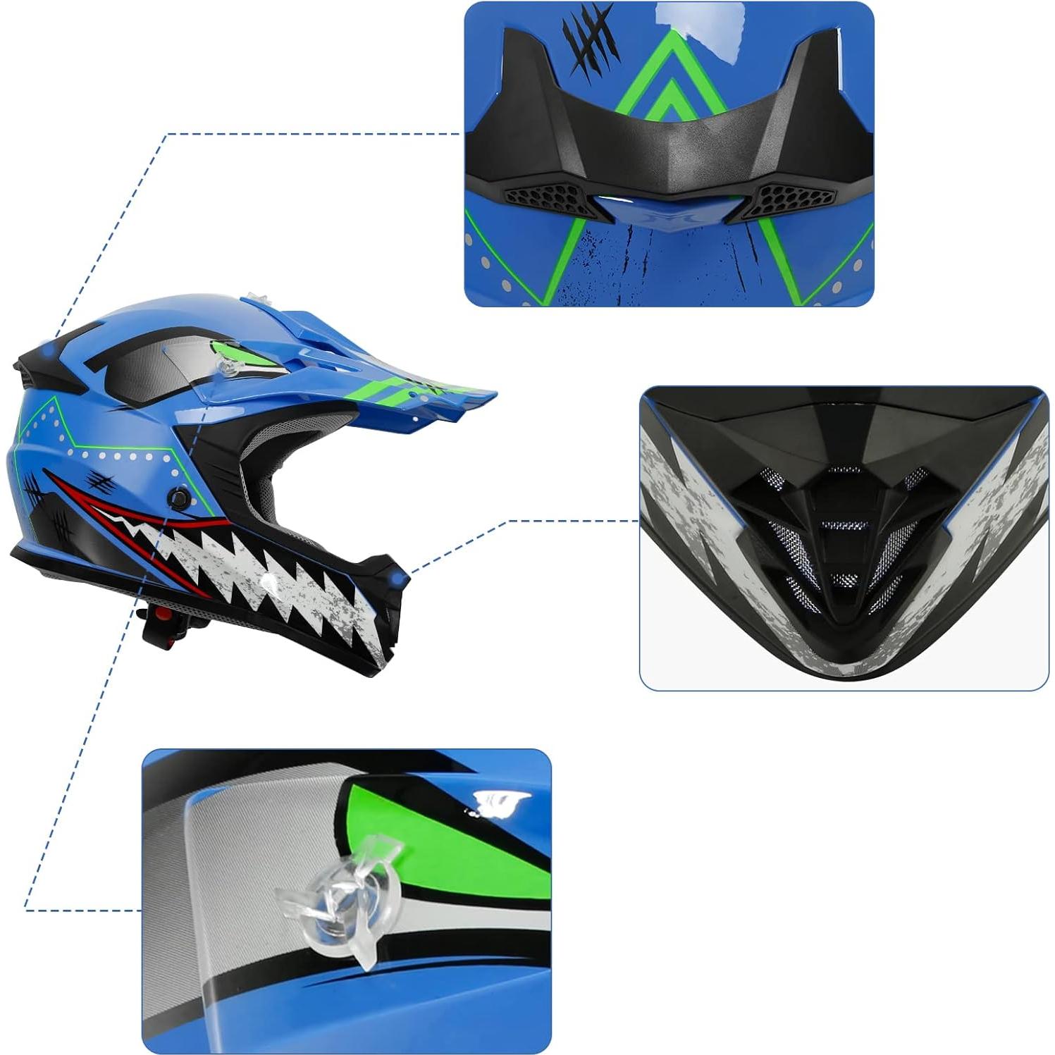 Casco de Motocross XFMT TCMT-DOT para Niños Azul