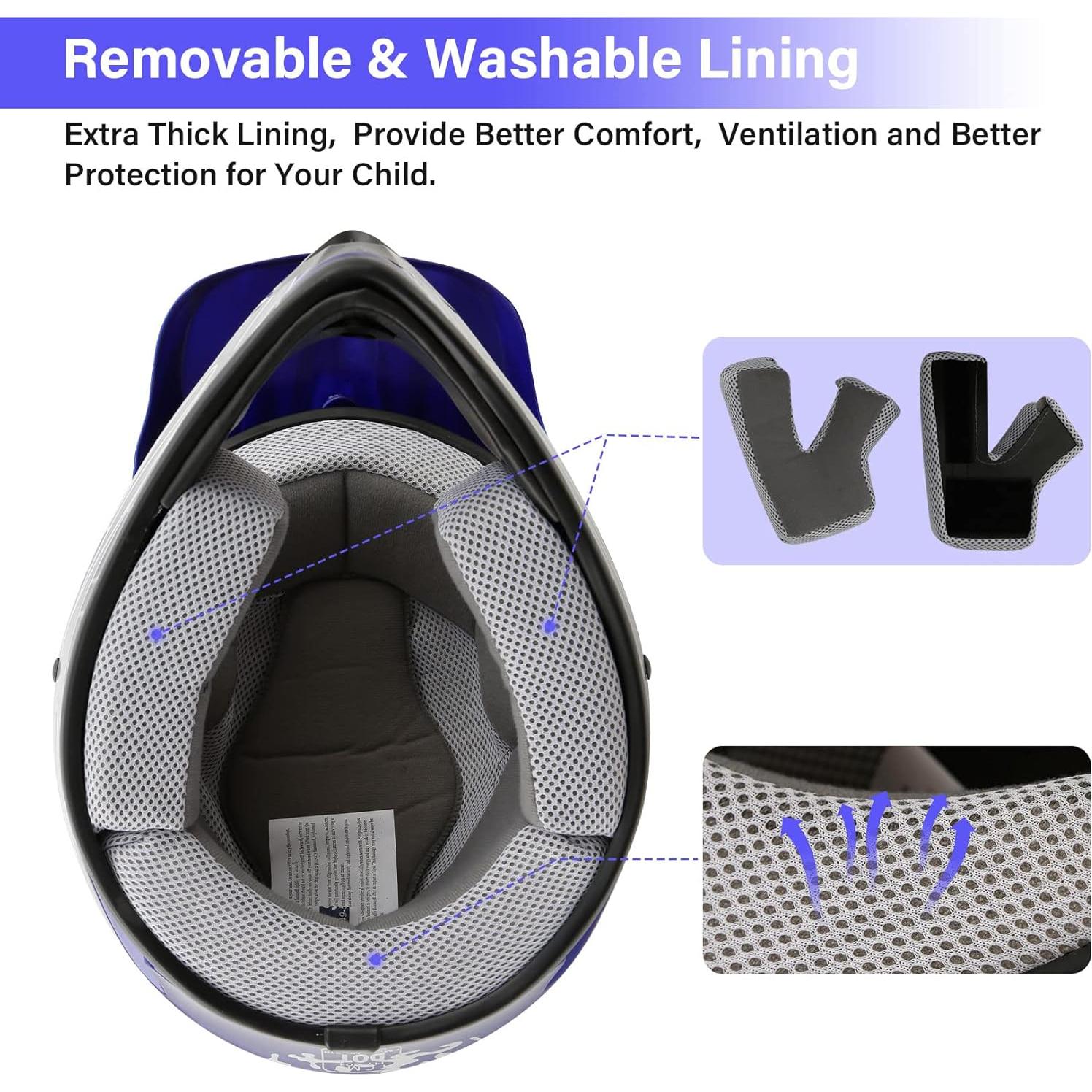 Casco Motocross Juvenil XFMT Azul XL con Gafas y Guantes