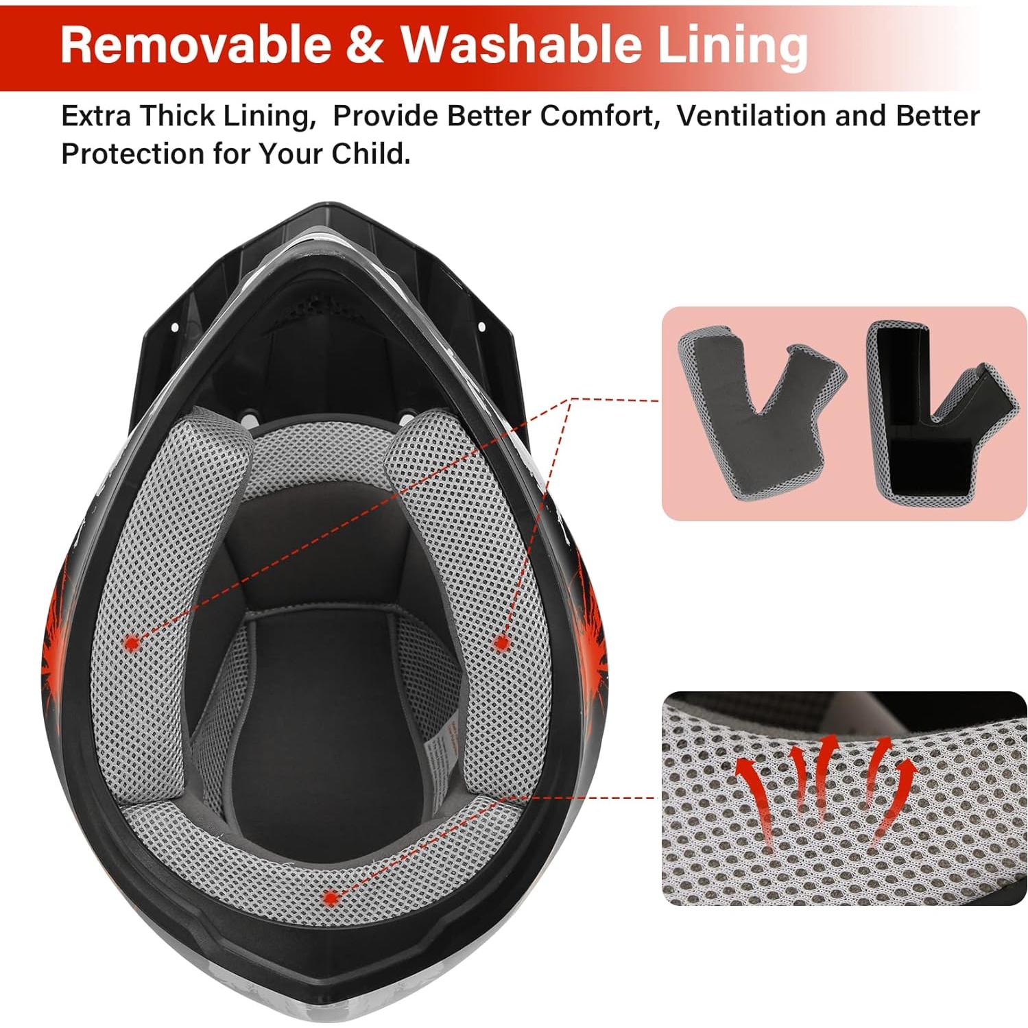 Casco de Motocross XFMT para Niños con Gafas y Guantes