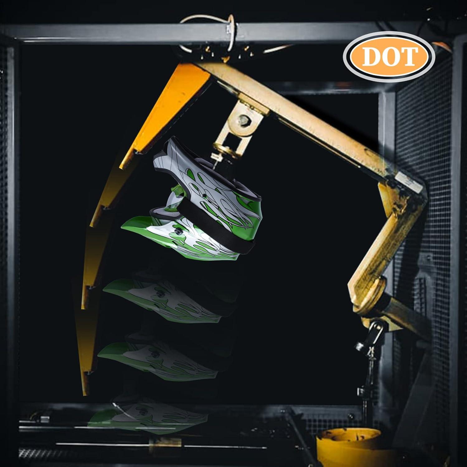 Casco Motocicleta XFMT TCMT Niños Verde Llama Grande