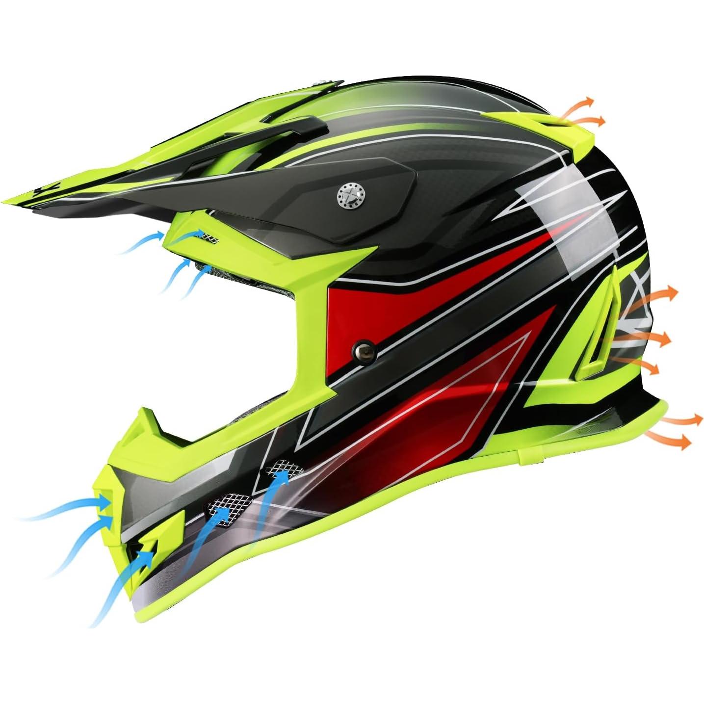 Casco Motocross GLX GX23 Amarillo Talla L DOT