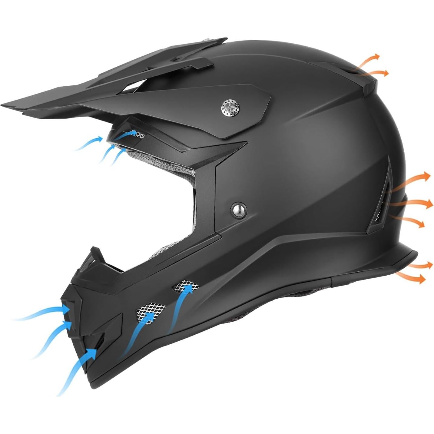 Casco de Motocross GLX GX23 - Negro Mate - Extra Grande