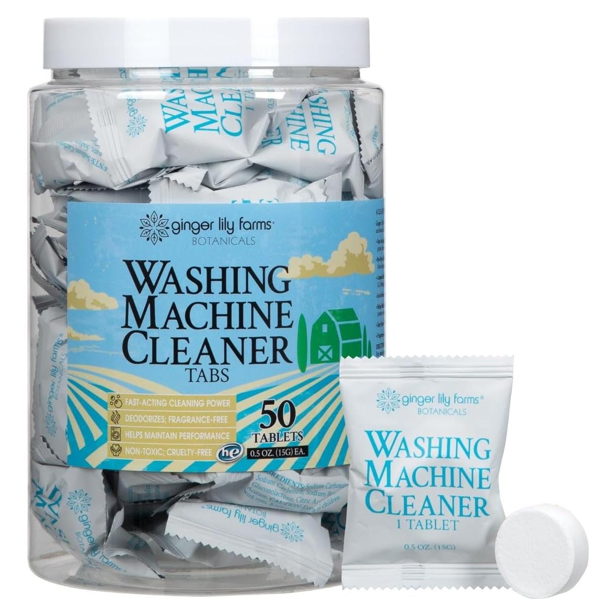 Tabletas Limpiadoras Ginger Lily Farms para Lavadoras HE - 50 Unidades